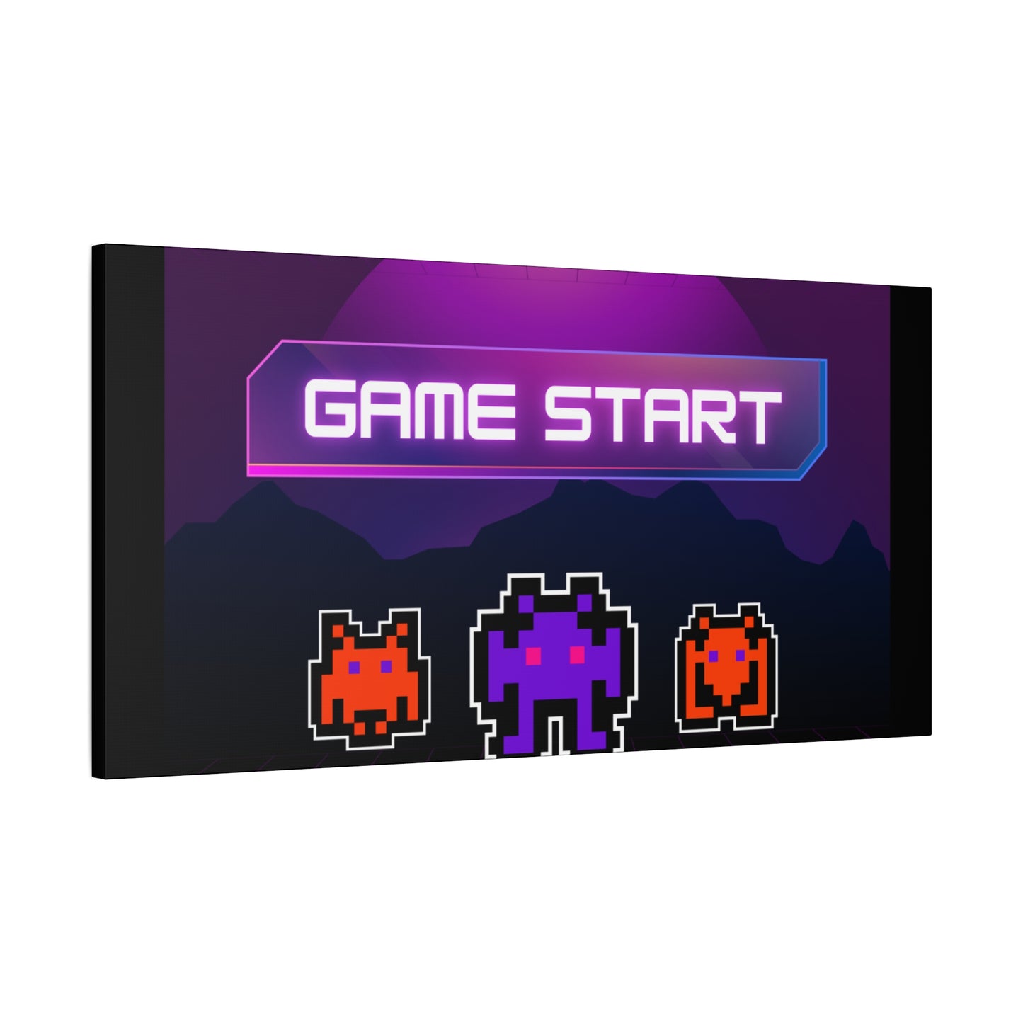 Retro Game Start Canvas Art Print | 80s Gaming Wall Decor, Gamer Gift, Pixel Art, Nostalgic Artwork, Home Decor