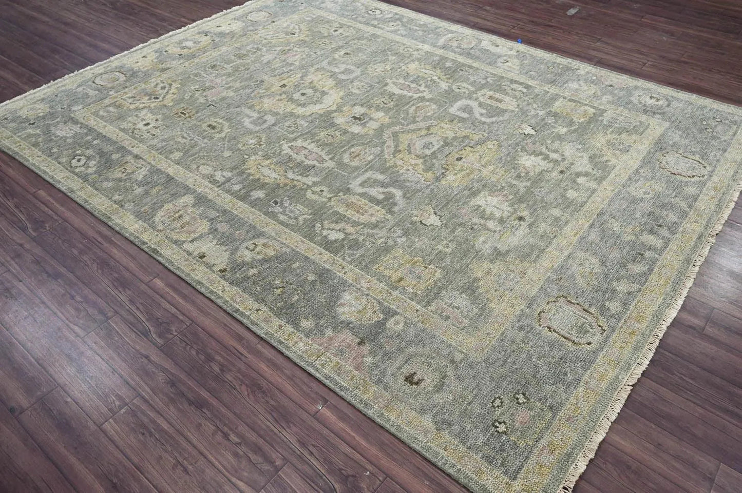 Multi Size Moss Hand Knotted Traditional Oushak Wool Oriental Area Rug-4