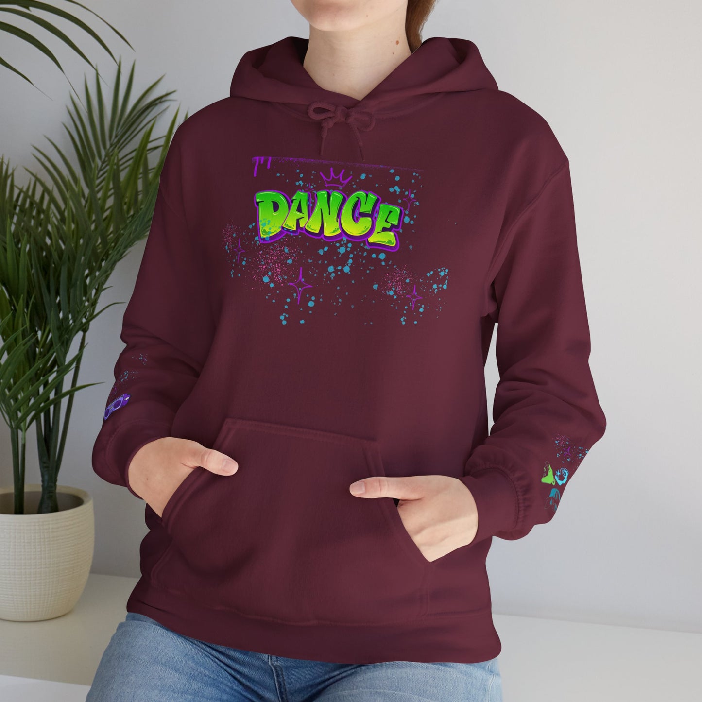 Colorful Dance Hoodie for Creative Spirits, Cozy Unisex Hooded Sweatshirt, Perfect for Parties, Dance Classes, Gifts