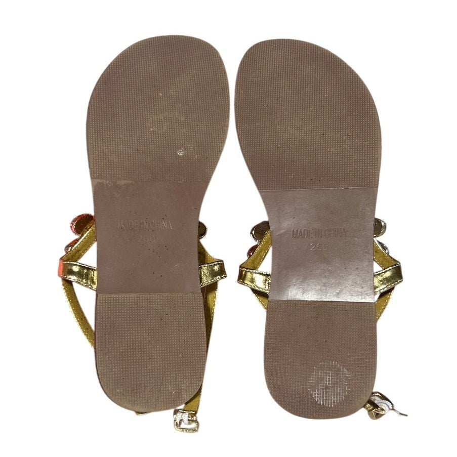 Aijivou Womens Size 9.5 Blue Rhinestone Sandals Flip Flop Open Round Toe Shoes