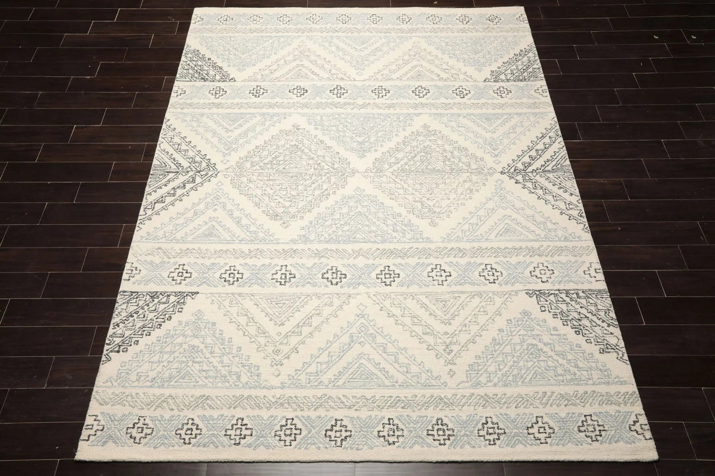 LoomBloom Multi Size Ivory Hand Tufted Transitional Geometric Wool Oriental Area Rug-4