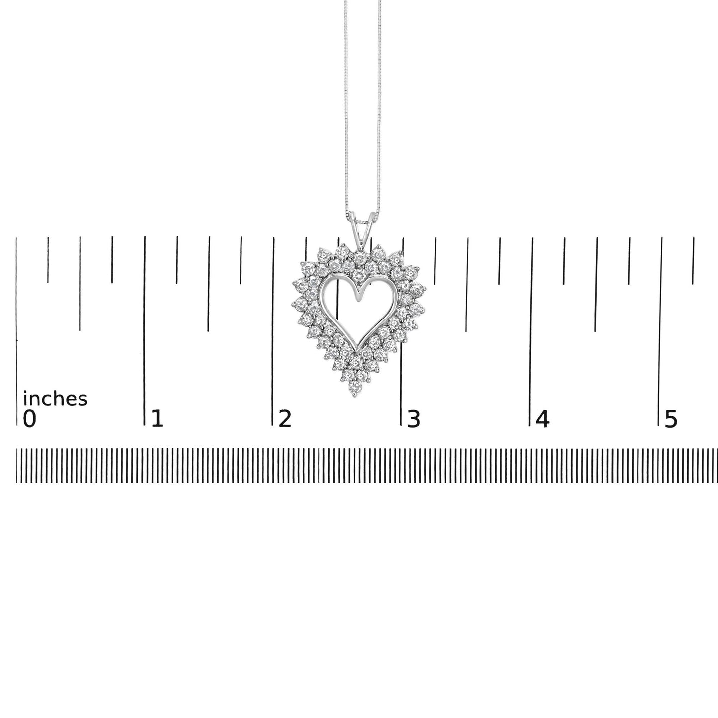 .925 Sterling Silver 3.00 Cttw Round Cut Diamond Cluster Heart 18" Pendant Necklace (K-L Color, I1-I2 Clarity)-4