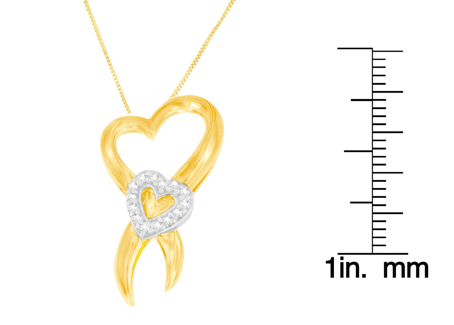 10K Two-Tone Gold 1/10 cttw Diamond Heart Pendant Necklace (H-I, I1-I2)-3