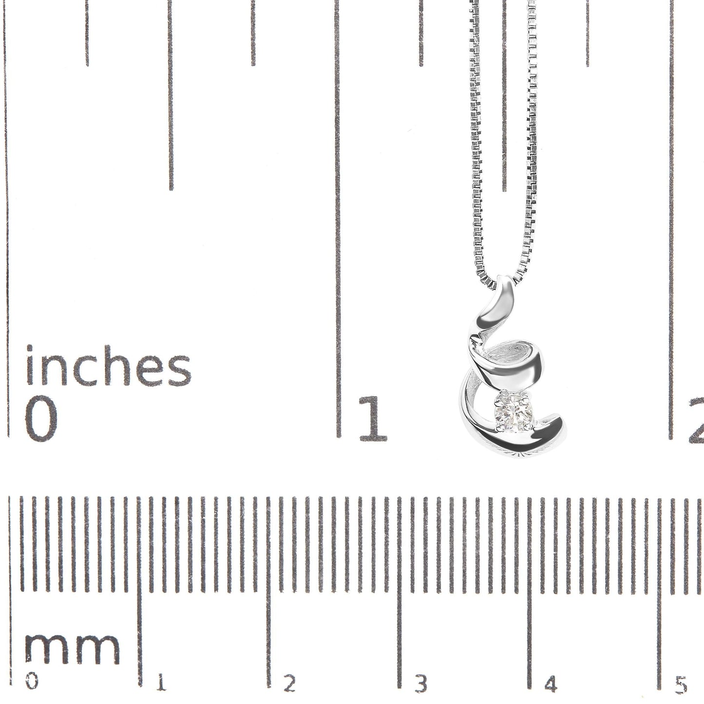 10K White Gold 1/10 Cttw Diamond Solitaire Spiral 18" Pendant Necklace (I-J Color, I2-I3 Clarity)-4