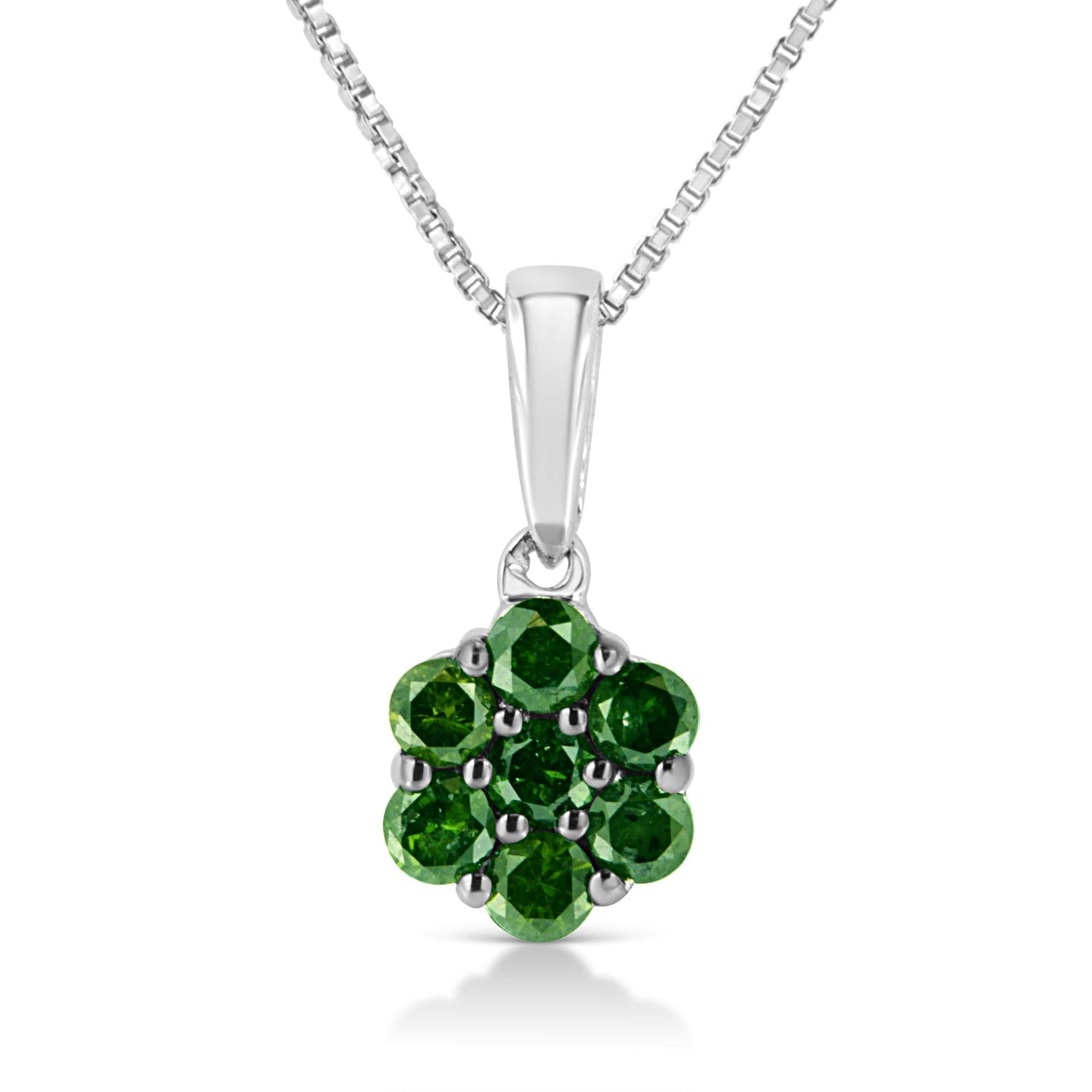 .925 Sterling Silver Prong Set Color Treated Diamond Floral Cluster 18" Pendant Necklace-4