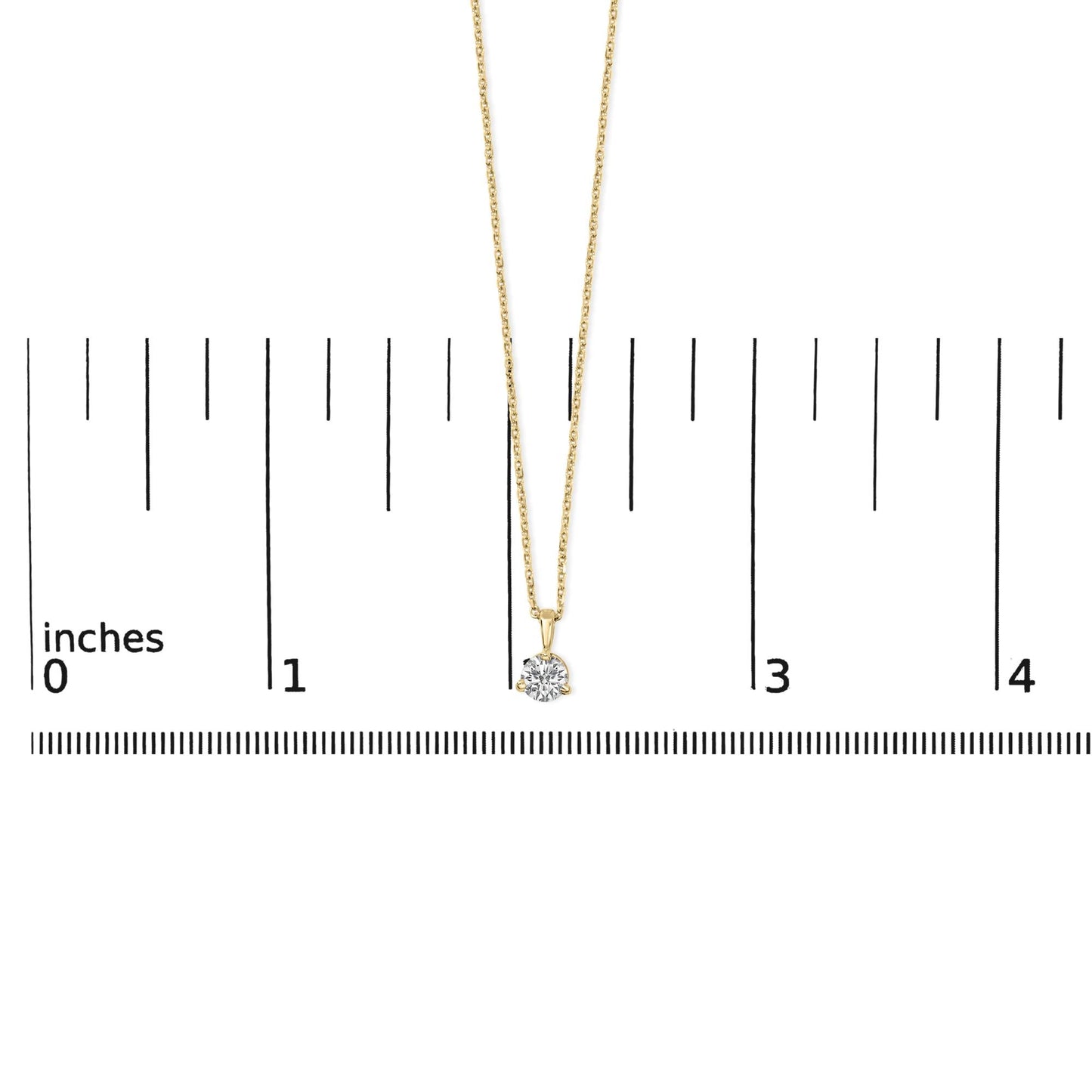 14K Yellow Gold 3/8 Cttw 3 Prong Martini Set Round Diamond Solitaire Pendant Necklace (G-H Color, SI2-I1 Clarity) - 18" Inches-4