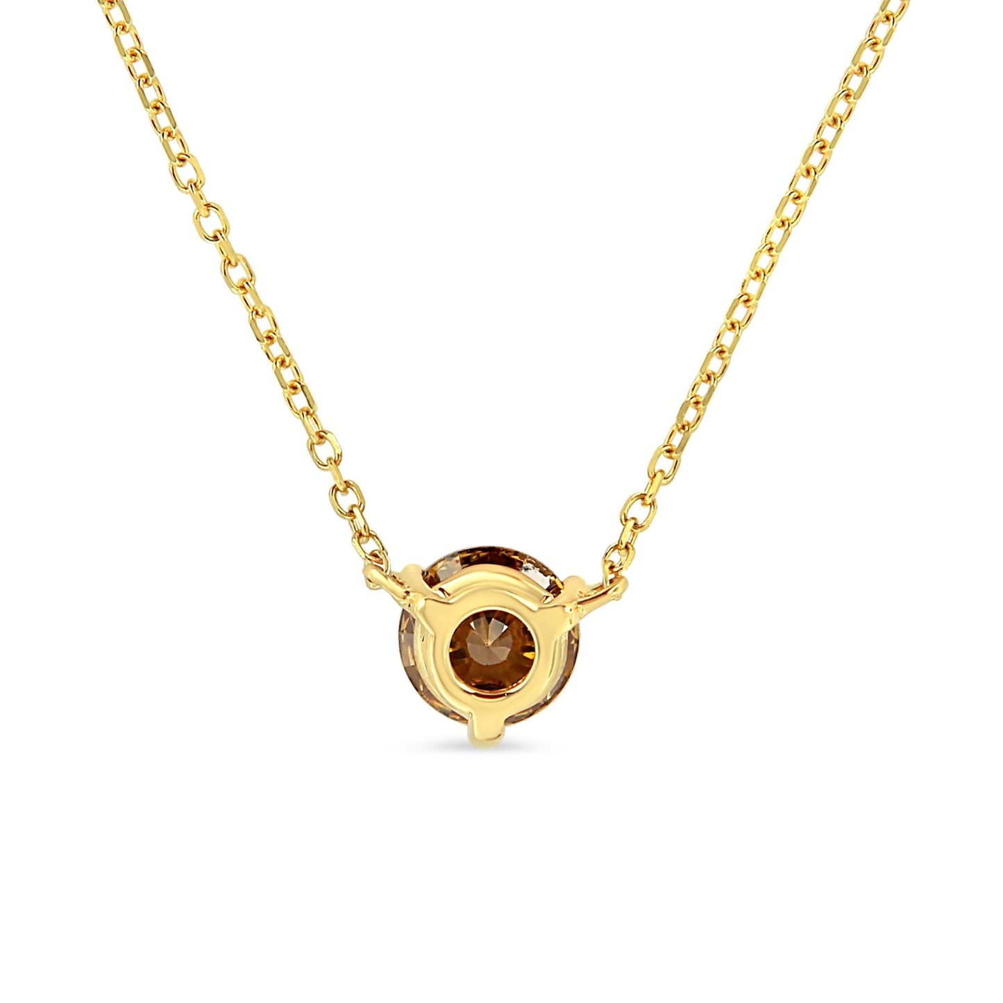 14K Yellow Gold 1/2 Cttw Martini Set Lab Grown Yellow Diamond Solitaire 18" Pendant Necklace (Yellow Color, VS2-SI1 Clarity)-4