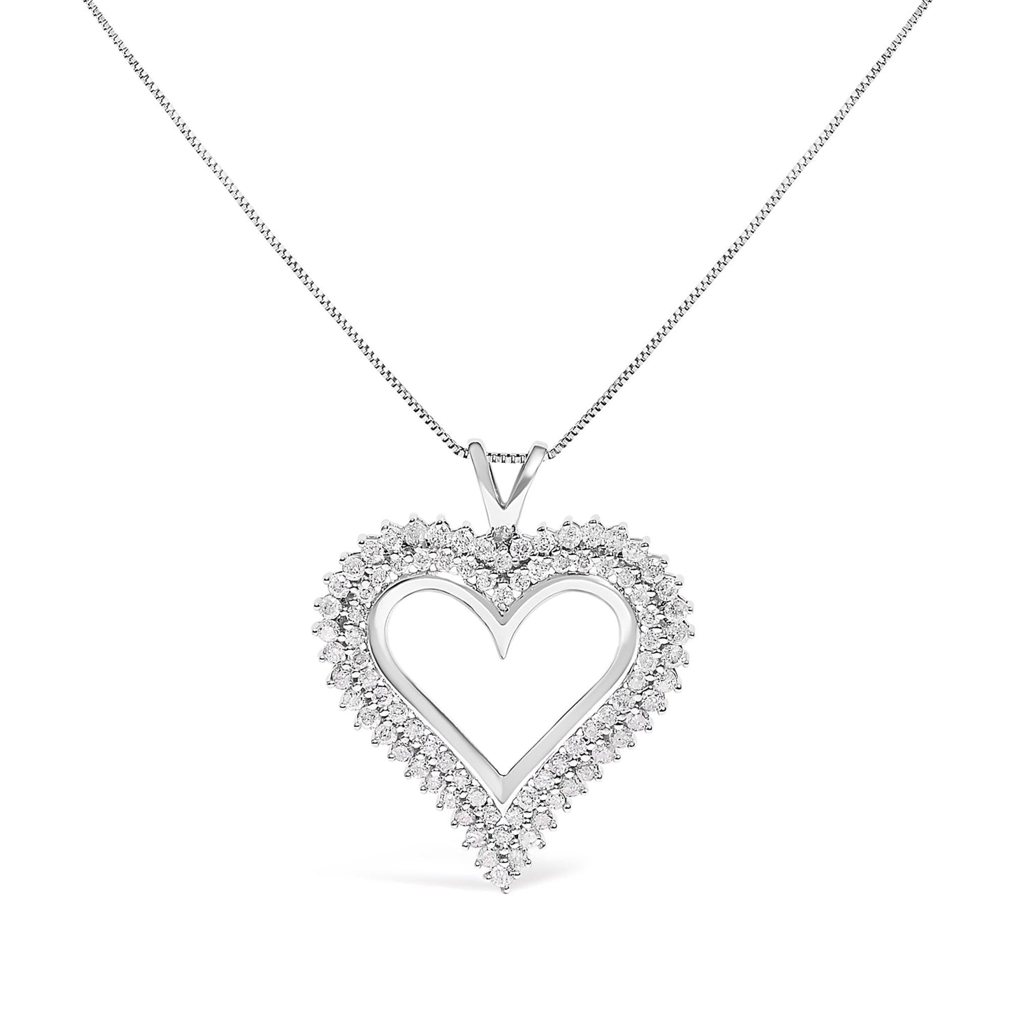 .925 Sterling Silver Diamond Heart 18" Pendant Necklace (I-J Color, I2-I3 Clarity)-9