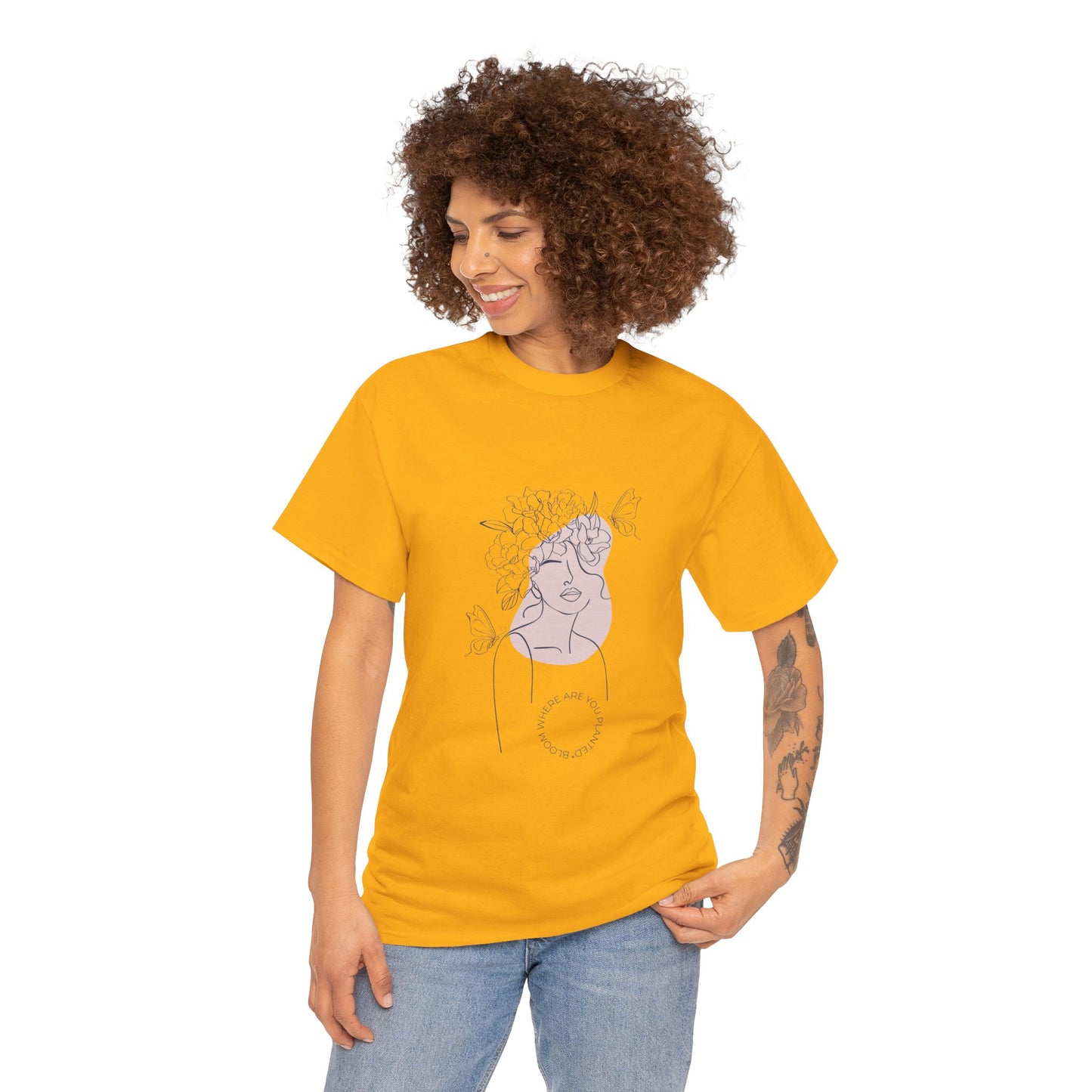 Bloom Where You Are Planted Chic Inspirational Quote Tee, Inspirational Cotton T-Shirt, Casual Graphic Tee, Vintage Style Unisex Shirt, Gift for Her