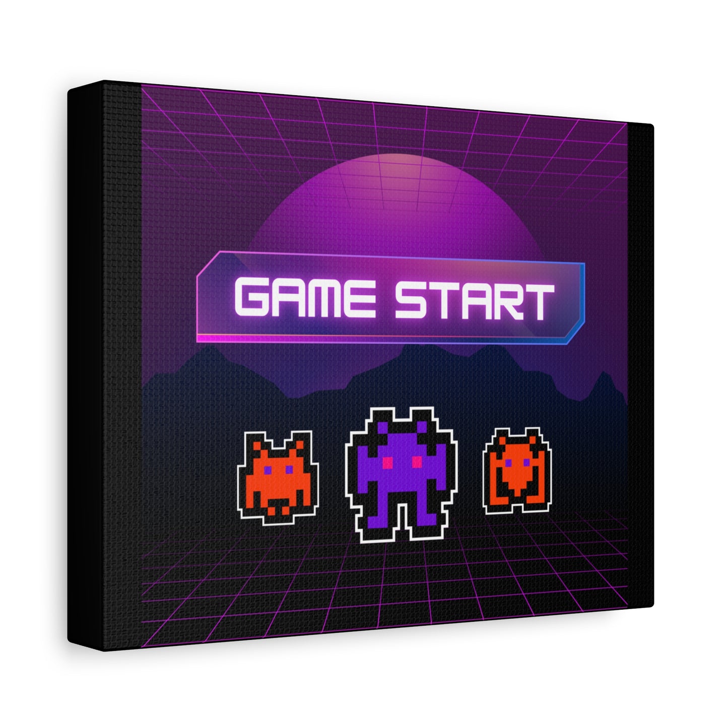 Retro Game Start Canvas Art Print | 80s Gaming Wall Decor, Gamer Gift, Pixel Art, Nostalgic Artwork, Home Decor