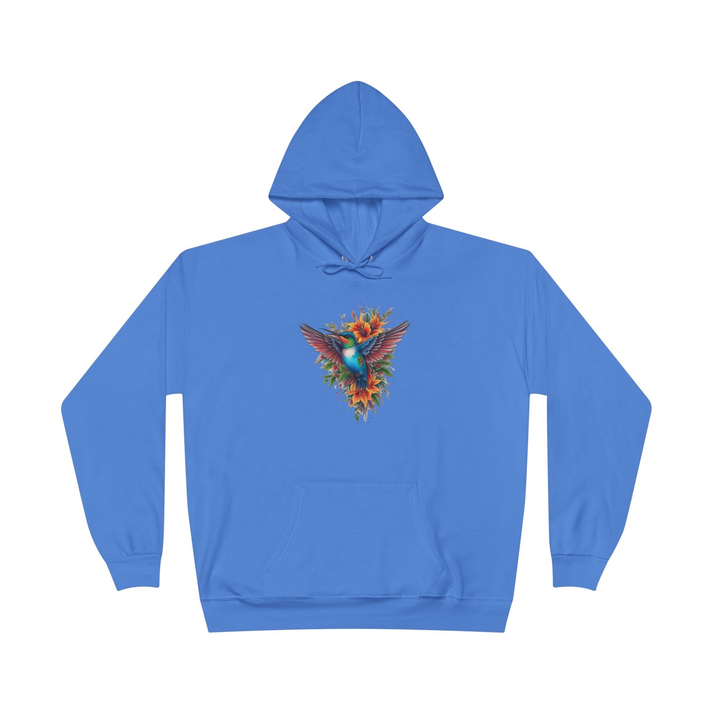 Vibrant Hummingbird Hoodie, Eco-Friendly Pullover, Perfect Gift for Nature Lovers, Spring Fashion, Unique Floral Design