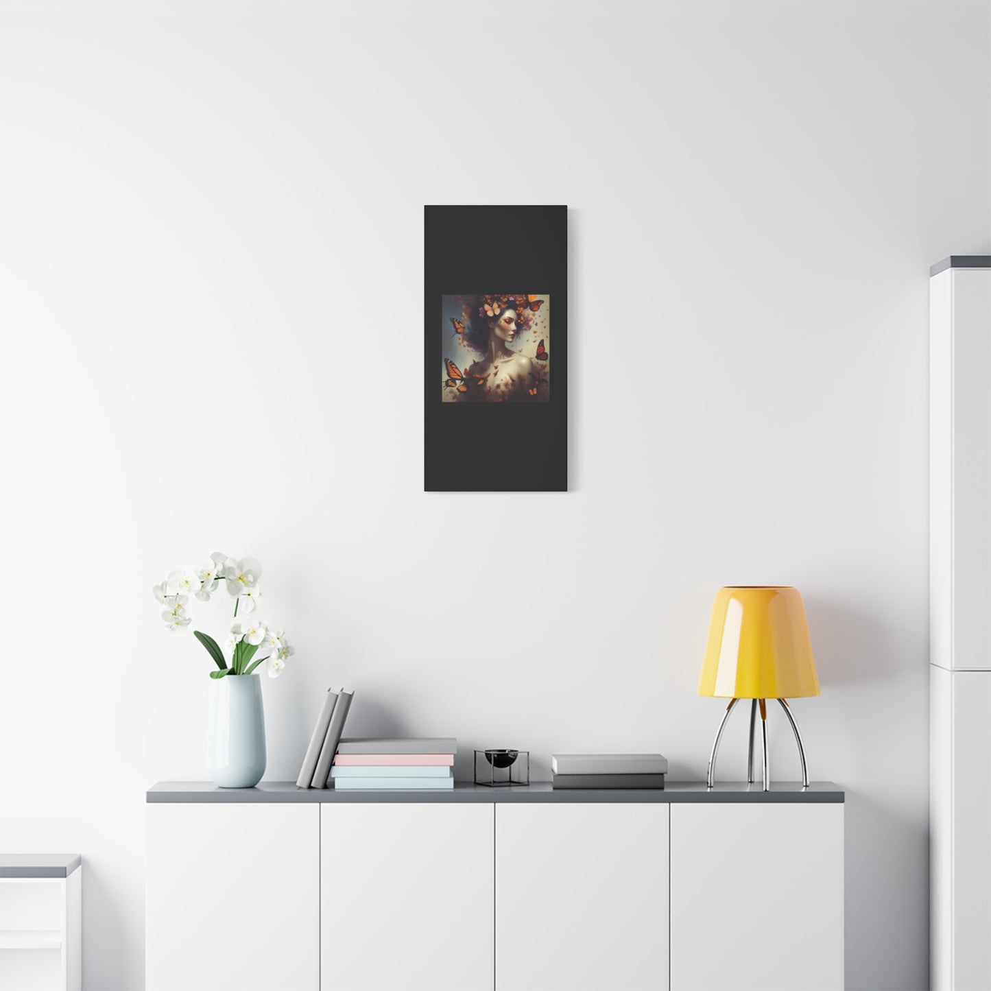 Canvas Wall Art - Butterfly Woman Print, Floral Home Decor, Unique Gift for Nature Lovers, Birthday Decoration, Whimsical Art