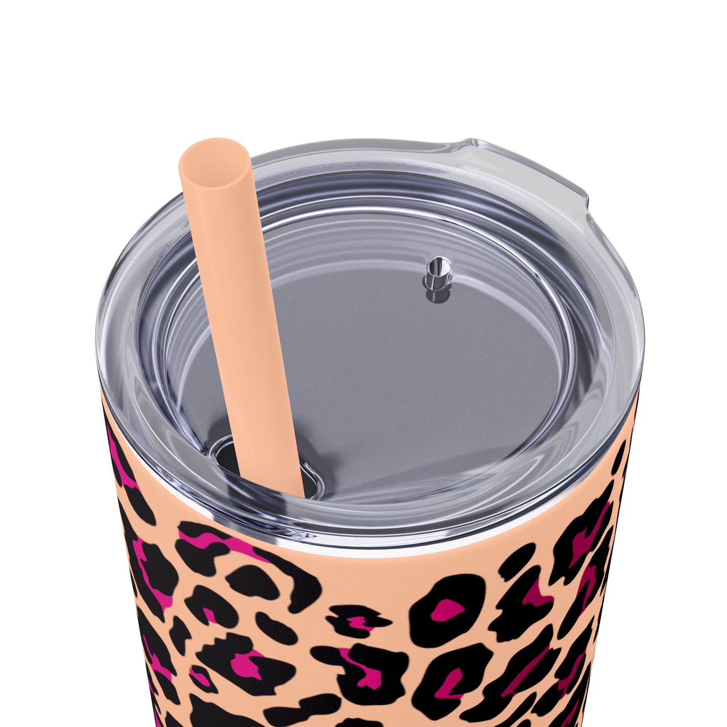 Trendy Leopard Print Skinny Tumbler, 20oz | Stylish Drinkware for Home, Office, Gifts, Reusable Straw, Animal Print