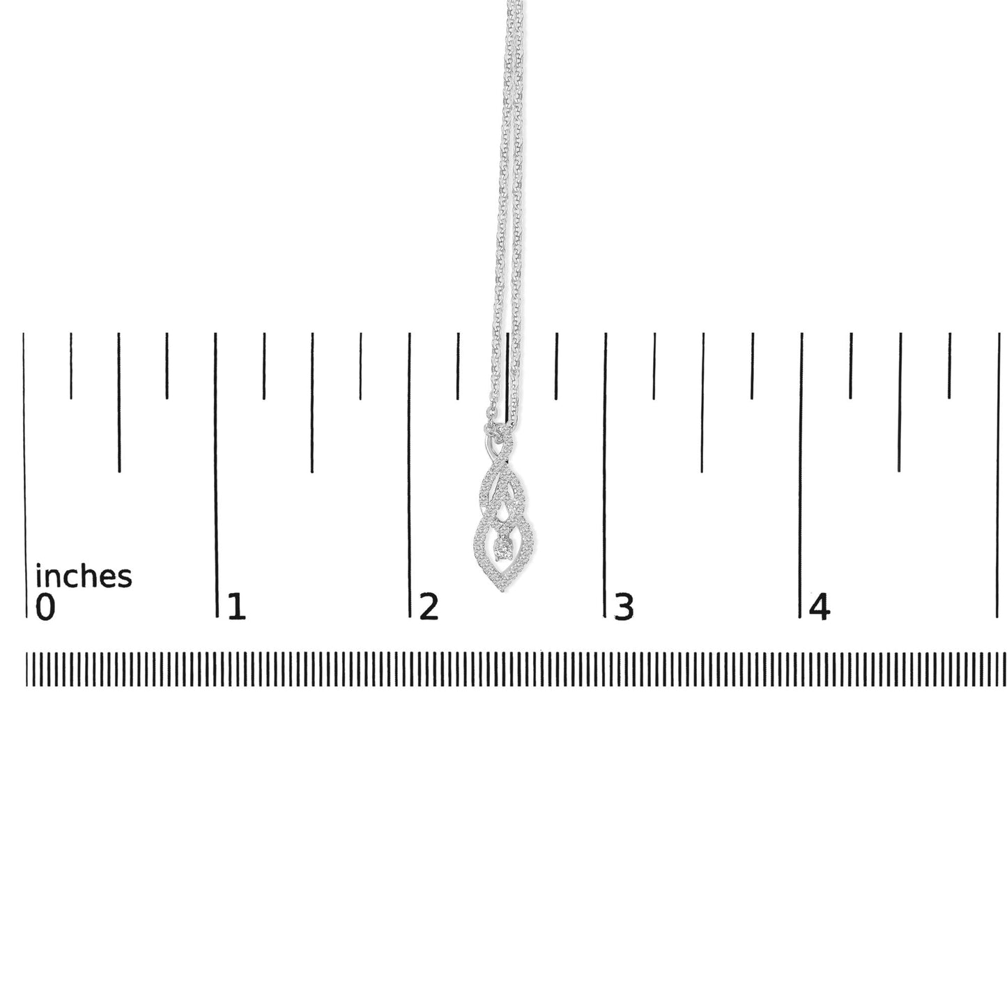 Sterling Silver 1/3 Cttw Diamond Swirl Teardrop Pendant Necklace-4