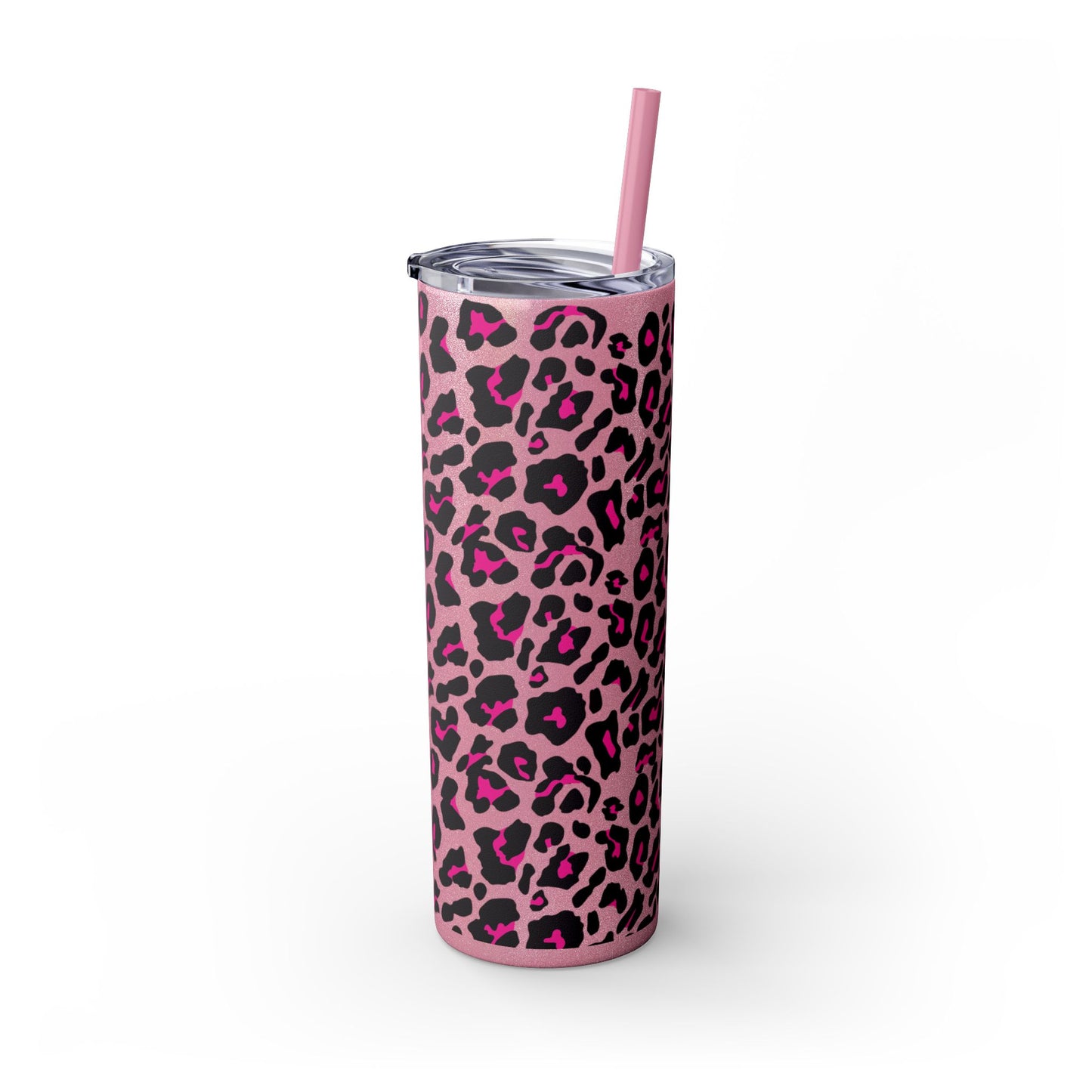 Trendy Leopard Print Skinny Tumbler, 20oz | Stylish Drinkware for Home, Office, Gifts, Reusable Straw, Animal Print