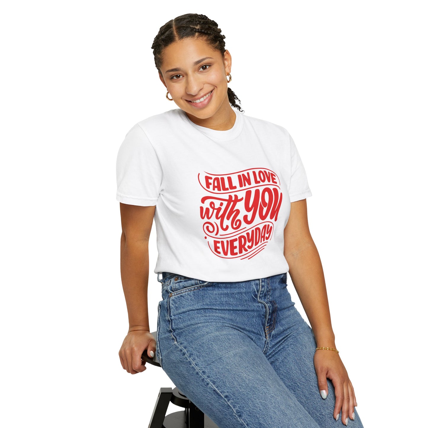 Fall in Love with YOU Quote T-shirt for Couples, Valentine's Day, Gifts for Him/Her, Casual Everyday Wear, Comfortable Unisex Tee
