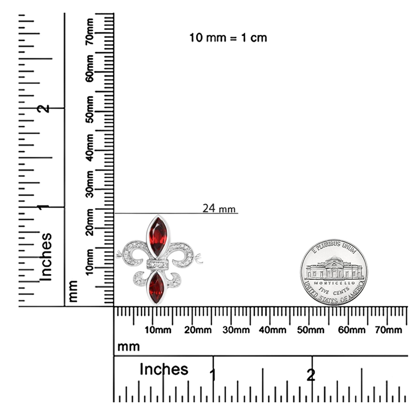 .925 Sterling Silver Marquise Garnet and Diamond Accent Lariat 4”-10” Fleur De Lis Adjustable Bolo Bracelet (H-I Color, SI1-SI2 Clarity)-4
