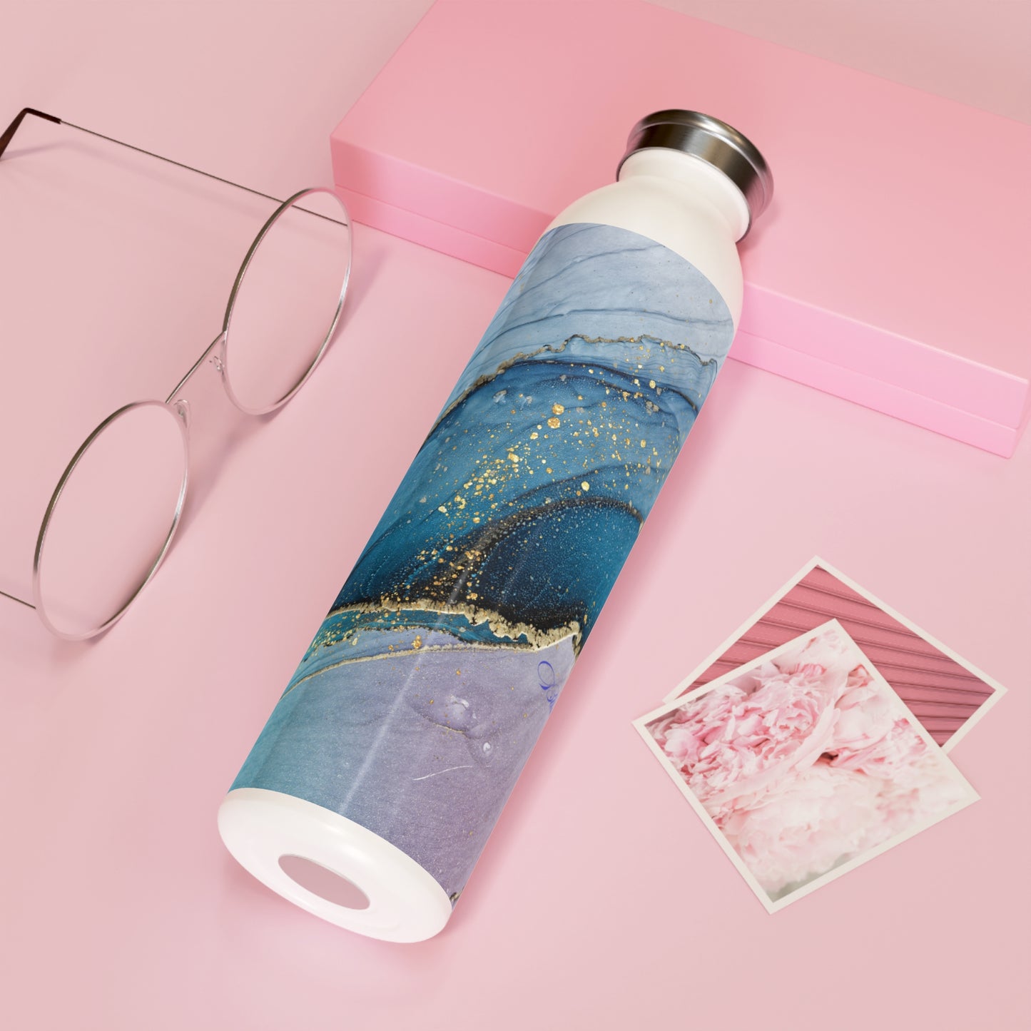 Stylish Slim Water Bottle with Ocean-Inspired Design, Ideal for Yoga, Eco-Friendly Hydration, Gift for Fitness Enthusiasts