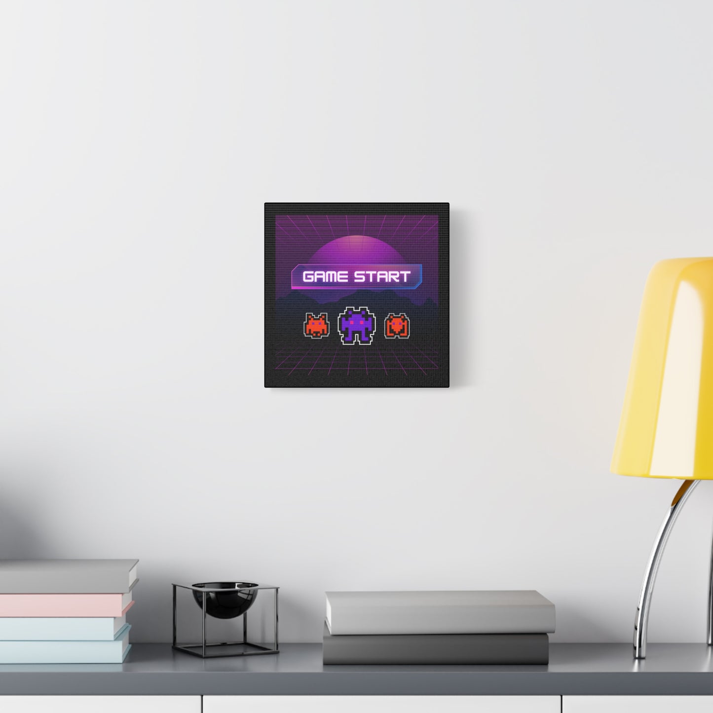 Retro Game Start Canvas Art Print | 80s Gaming Wall Decor, Gamer Gift, Pixel Art, Nostalgic Artwork, Home Decor