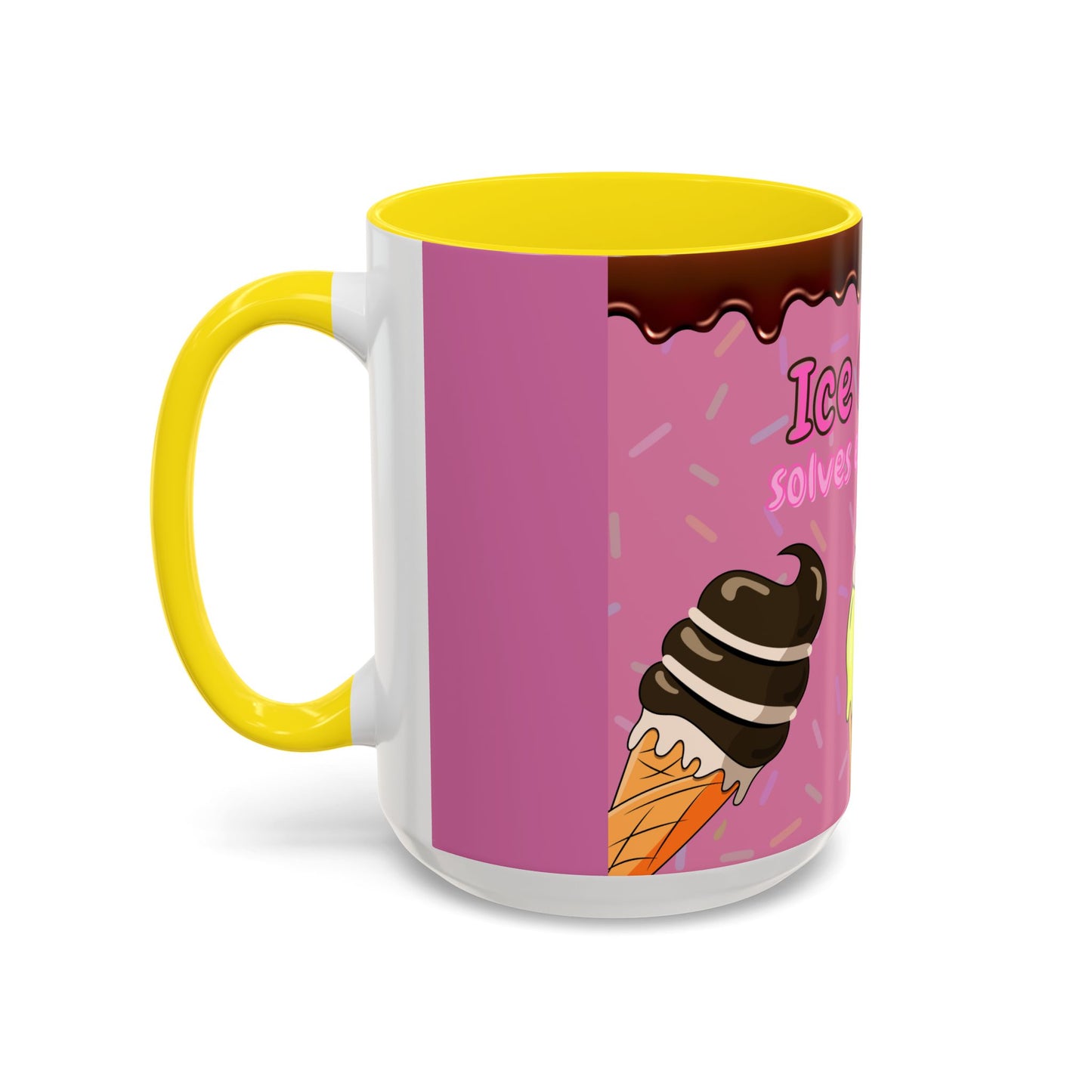 Ice Cream Solves Everything Coffee Mug - Fun Beverage Cup for Ice Cream Lovers, Gift for Holidays, Birthday, Summer