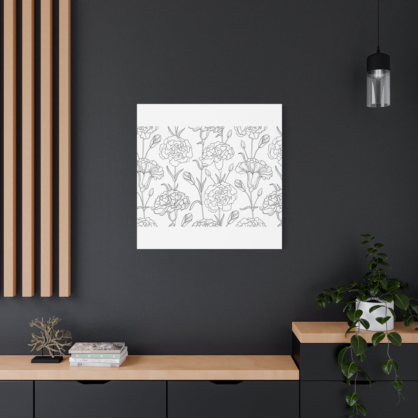 Floral Canvas Art, Stretched Wall Decor, Home Gift, Botanical Print, Modern Design, Matte Finish