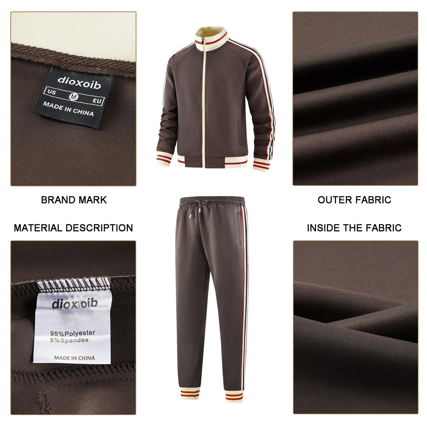 dioxoib Men Track Suits Sets Long Sleeve Full-zip Sweatsuit Active Jackets and Pants 2 Piece Outfits
