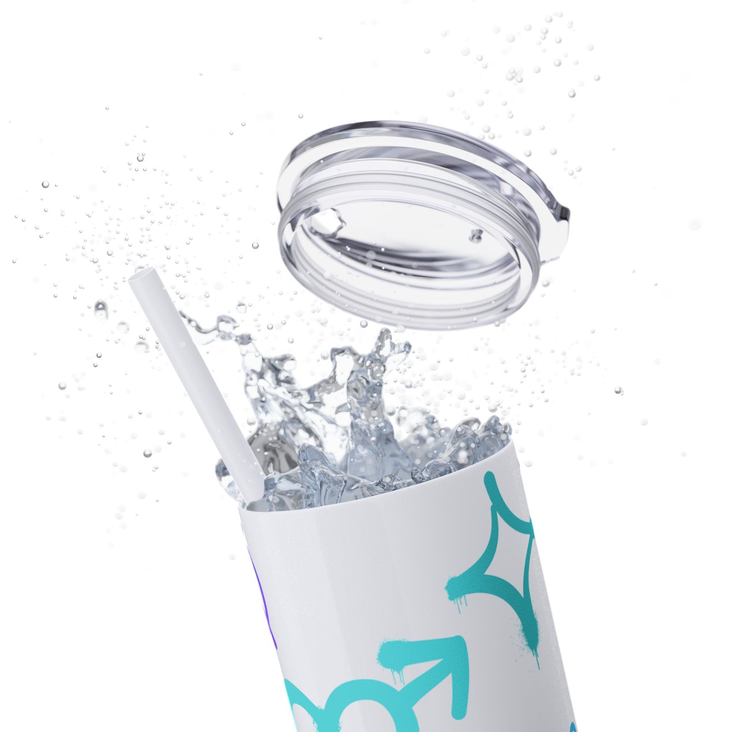 Trendy Skinny Tumbler with Straw, 20oz | Unique Graffiti Style Drinkware for Teens, Gifts, Parties, and Everyday Use