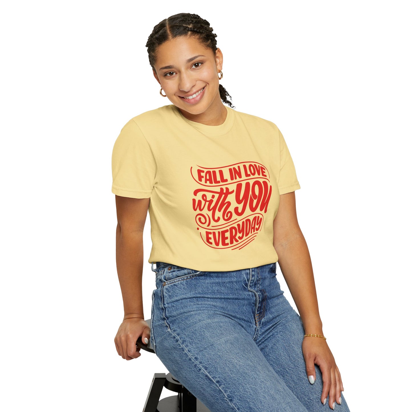 Fall in Love with YOU Quote T-shirt for Couples, Valentine's Day, Gifts for Him/Her, Casual Everyday Wear, Comfortable Unisex Tee