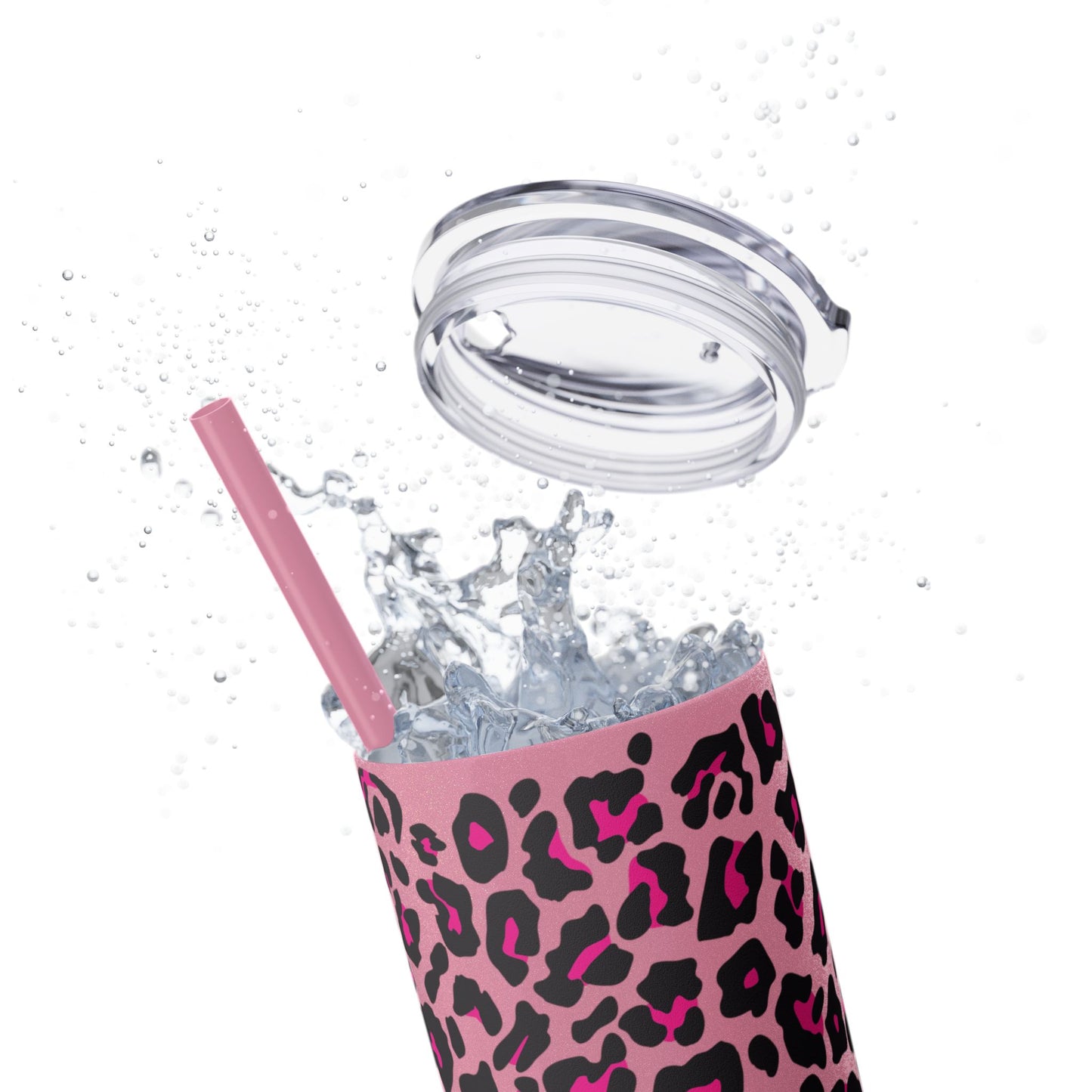 Trendy Leopard Print Skinny Tumbler, 20oz | Stylish Drinkware for Home, Office, Gifts, Reusable Straw, Animal Print