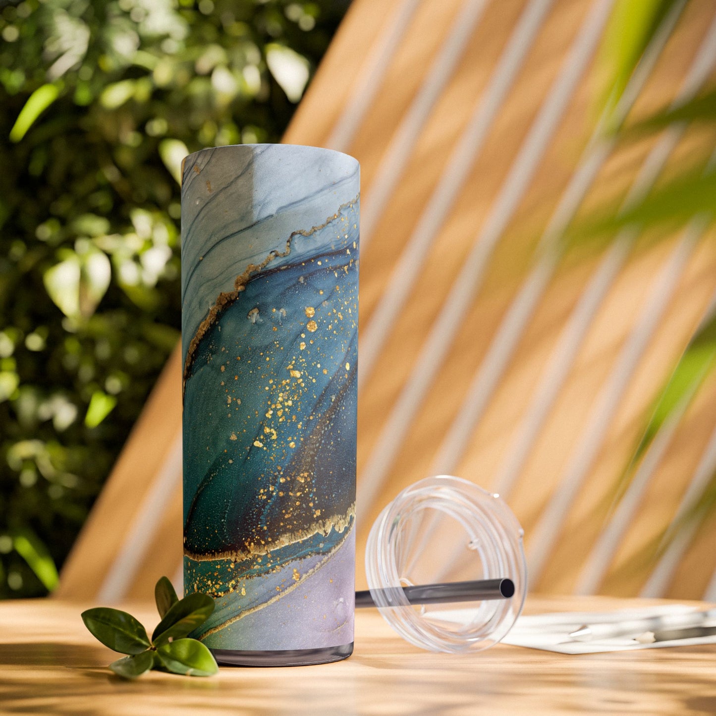Elegant Blue Marble Skinny Tumbler, 20oz - Stylish Drinkware for Daily Use, Gifts, Celebrations, Eco-Friendly, Travel Mug