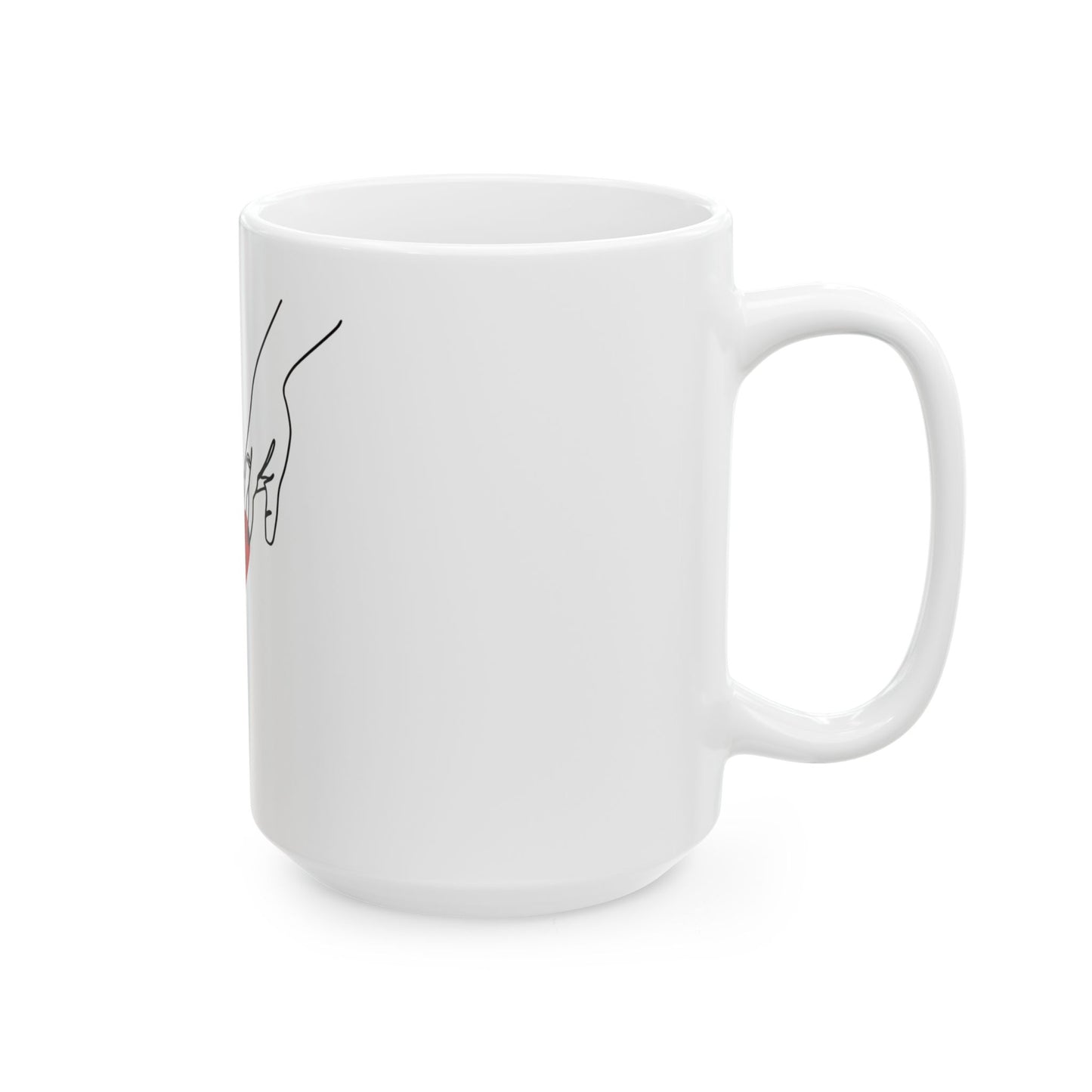 Love Connection Ceramic Mug - Hand-Drawn Heart Design, Gift for Couples, Valentine’s Day, Coffee Lover's Mug, Cute Kitchenware