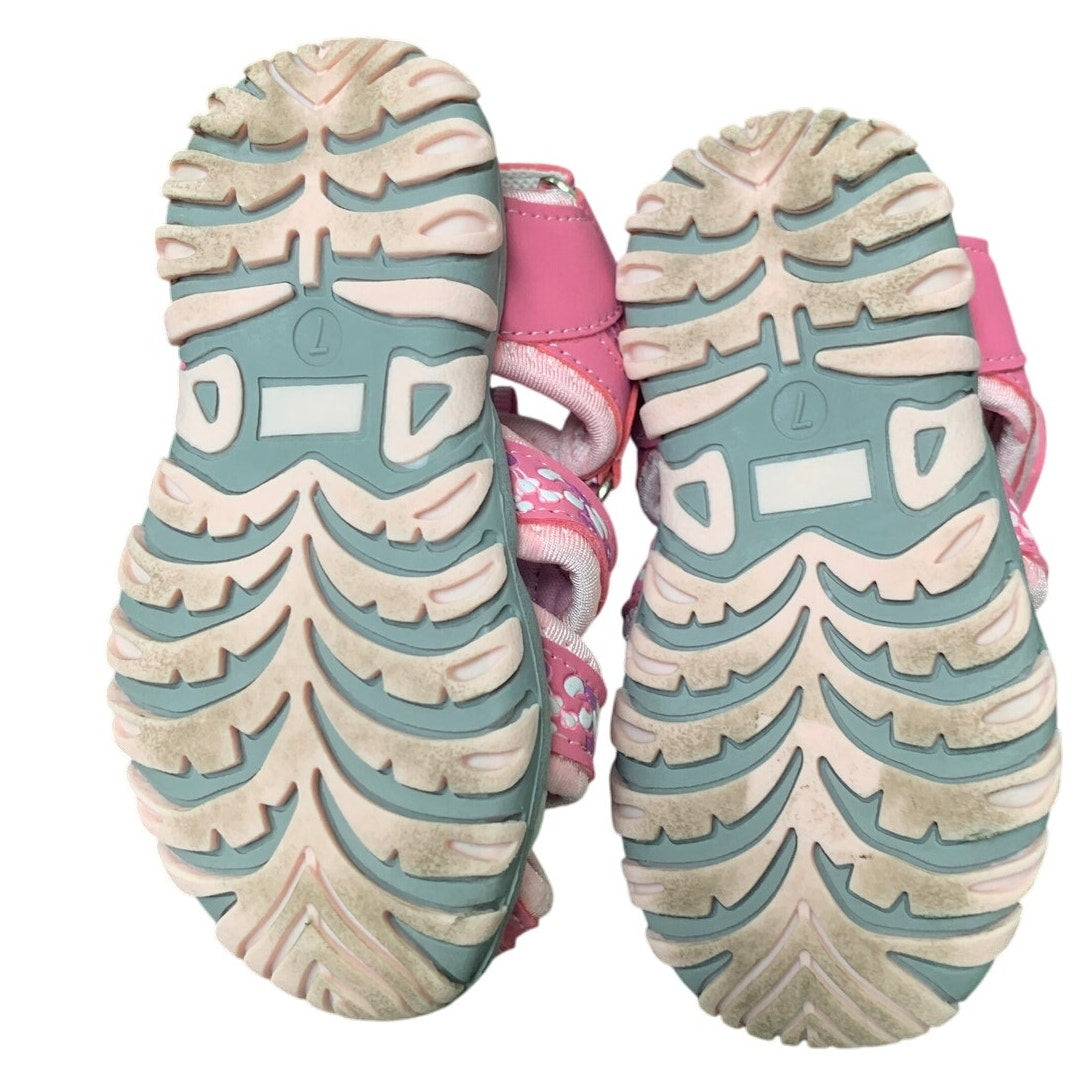 Apakowa Toddler Girls Size 7 Pink Sandals Closed Toe Latch & Hook Close Shoes
