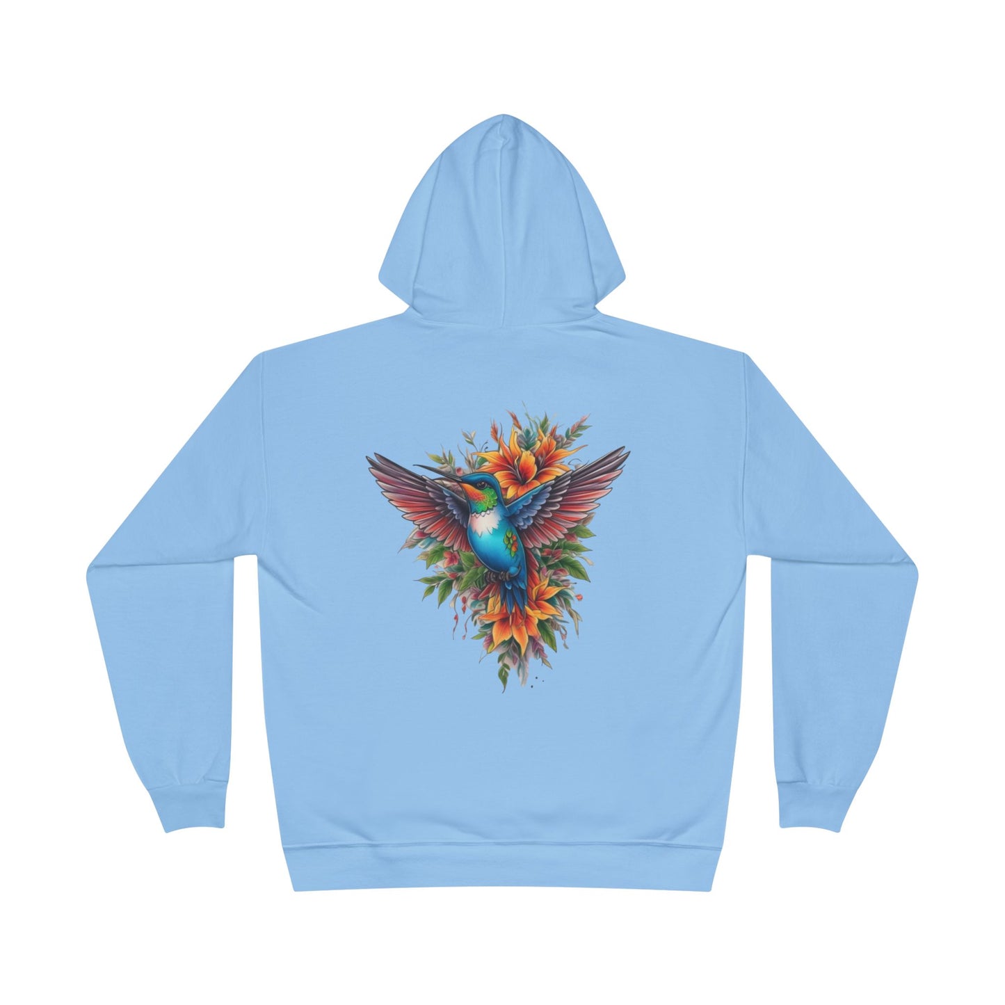 Vibrant Hummingbird Hoodie, Eco-Friendly Pullover, Perfect Gift for Nature Lovers, Spring Fashion, Unique Floral Design