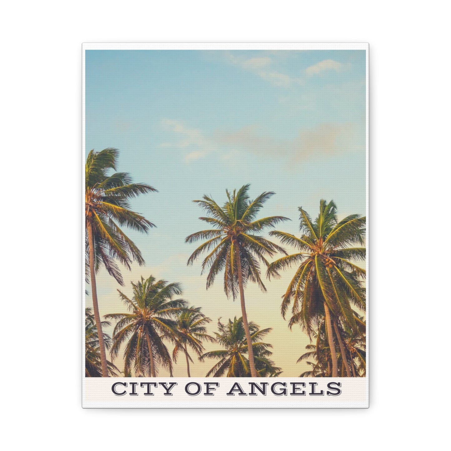 Tropical Palm Tree Canvas Print, City of Angeles Tropical Wall Art, Los Angeles Beach Decor, California Nature Photography, Home Decoration, Gift for Beach Lovers