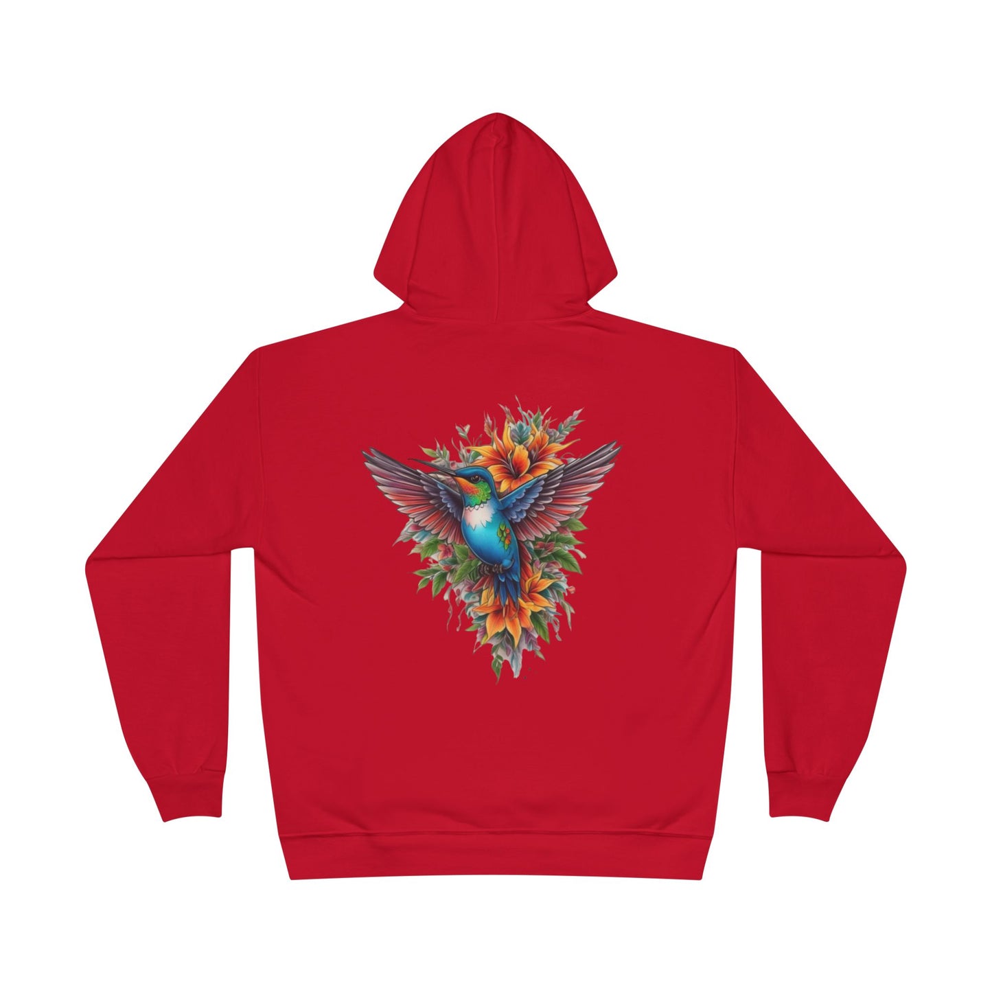 Vibrant Hummingbird Hoodie, Eco-Friendly Pullover, Perfect Gift for Nature Lovers, Spring Fashion, Unique Floral Design