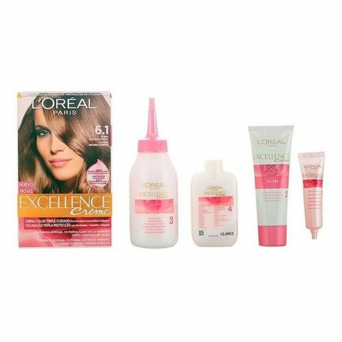 Permanent Dye L'Oreal Make Up Excellence Dark Ash Blonde Nº 6,1 Rubio Oscuro Ceniza Nº 6,1-Rubio Oscuro Ceniza 192 ml-0