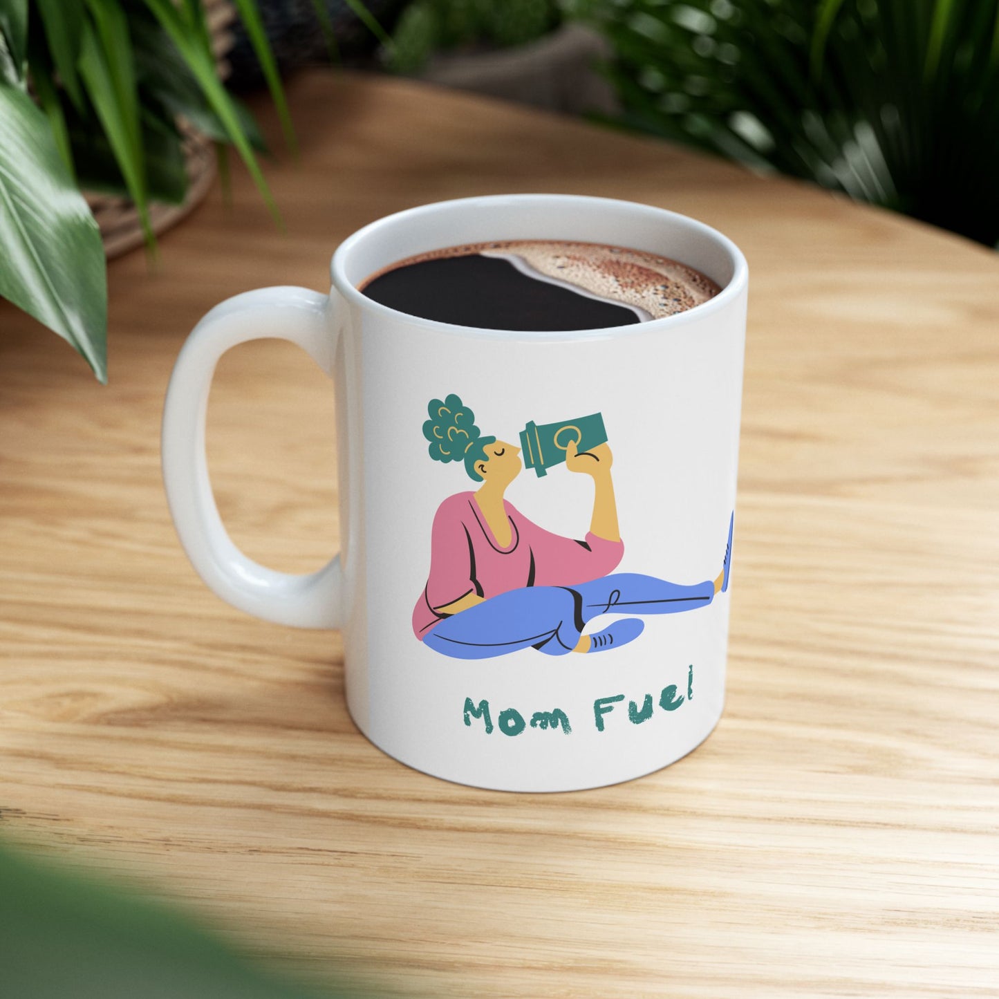 MOM FUEL Coffee Lover's Ceramic Mug, Relaxation Gift, Fuel Your Day, Customizable Drinkware, Fun Kitchen Decor, Tea Time Essential