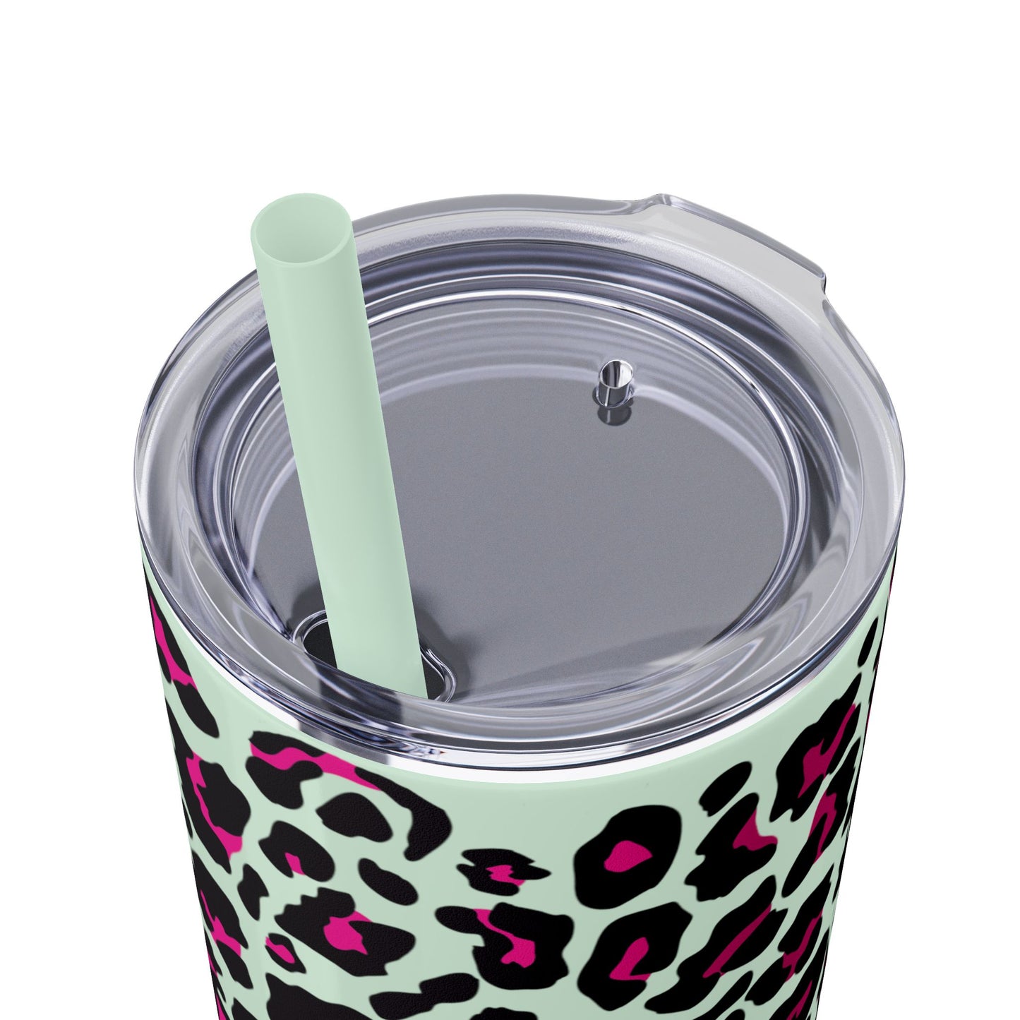 Trendy Leopard Print Skinny Tumbler, 20oz | Stylish Drinkware for Home, Office, Gifts, Reusable Straw, Animal Print