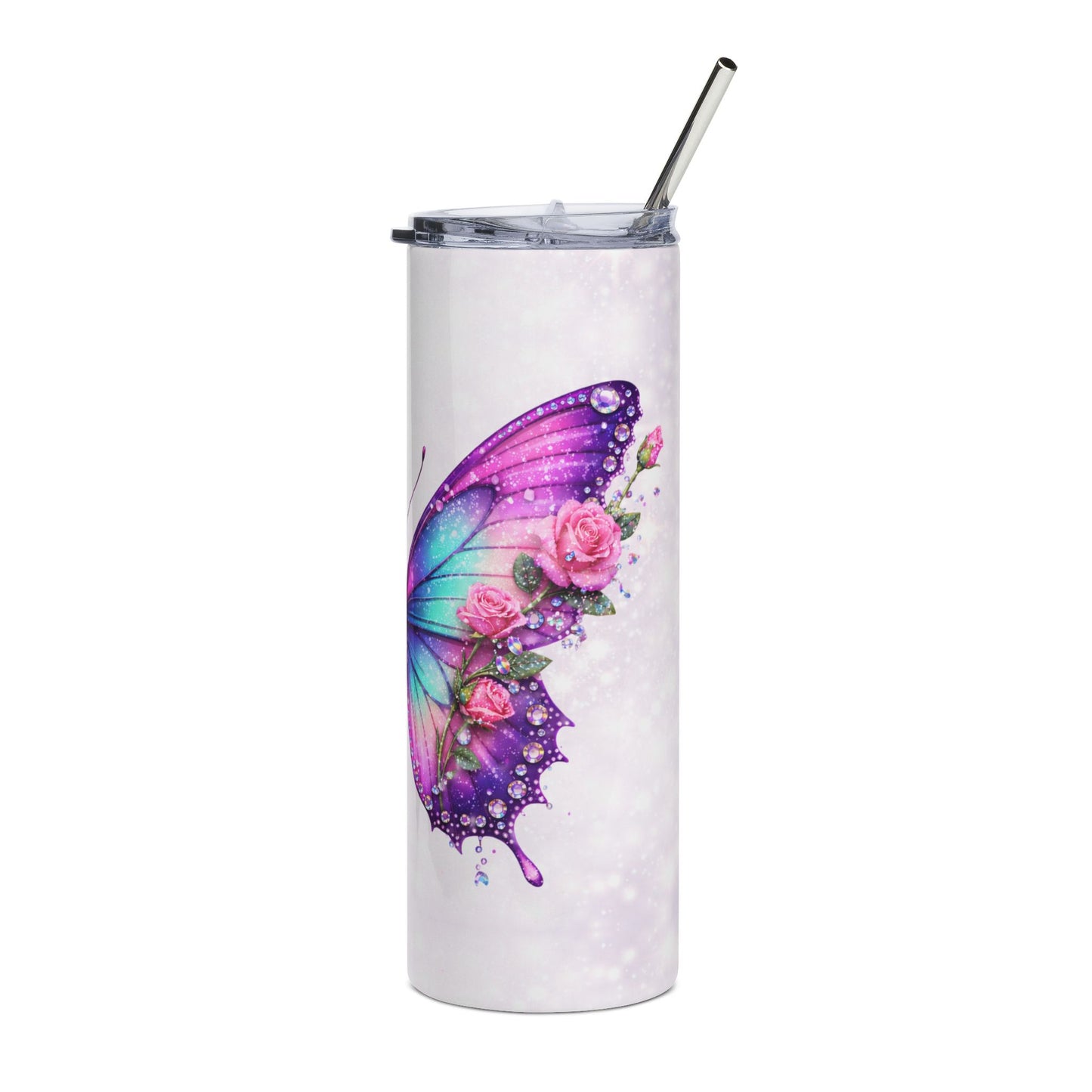 Custom Purple Teal Butterfly Tumbler | 20oz Stainless Steel