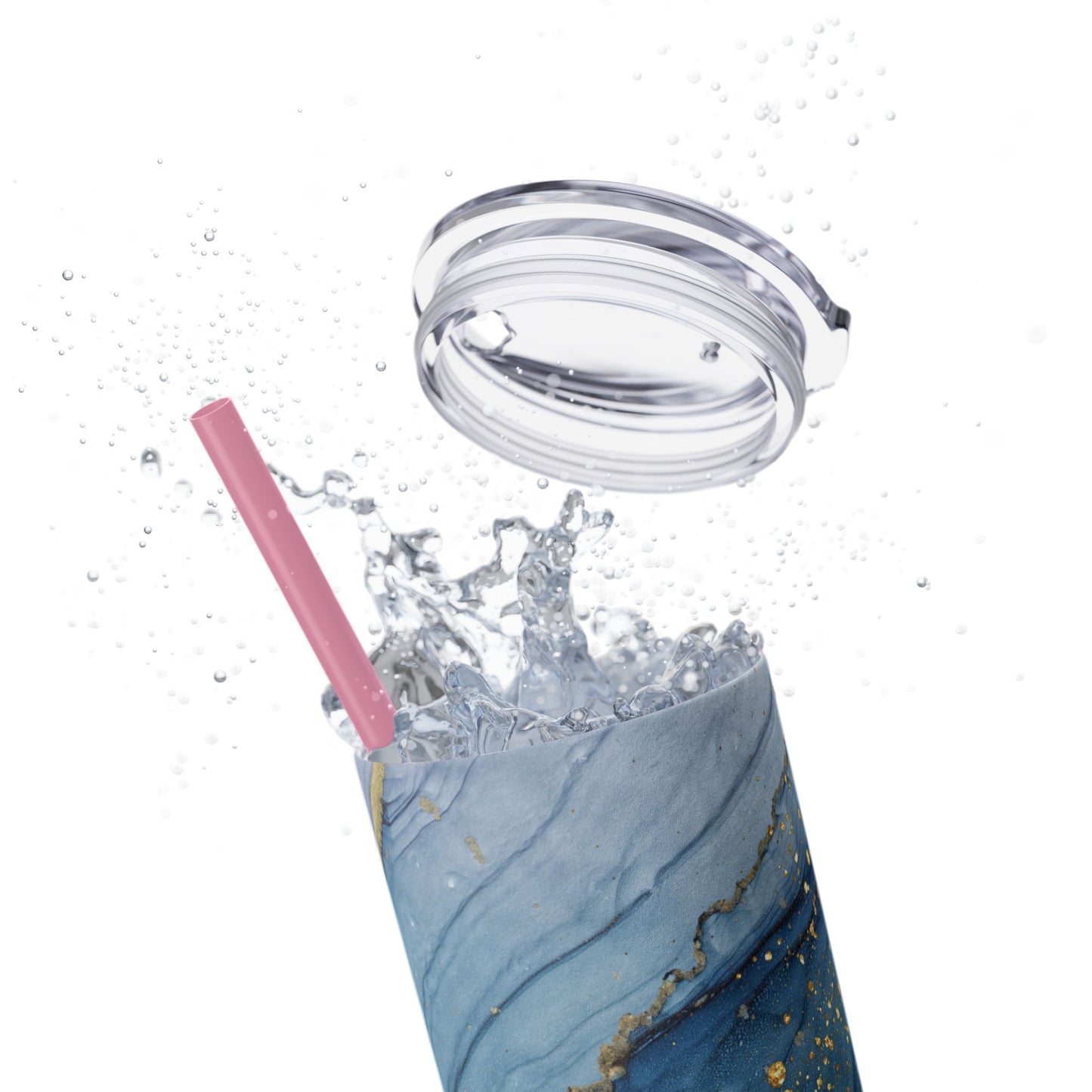 Elegant Blue Marble Skinny Tumbler, 20oz - Stylish Drinkware for Daily Use, Gifts, Celebrations, Eco-Friendly, Travel Mug