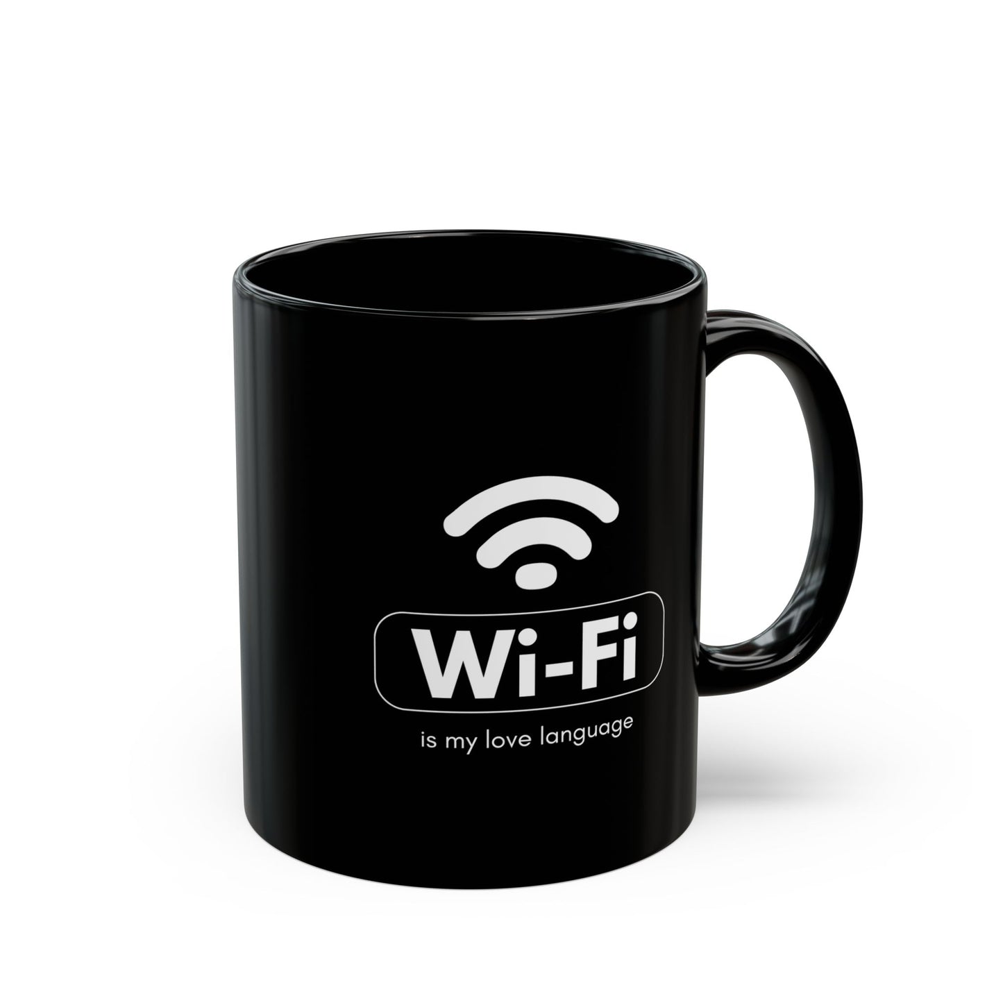 Wi-Fi Love Language Mug | Black Coffee Cup for Tech Lovers, Gift for Her, Him, Birthday, Programmer, Valentine's Day