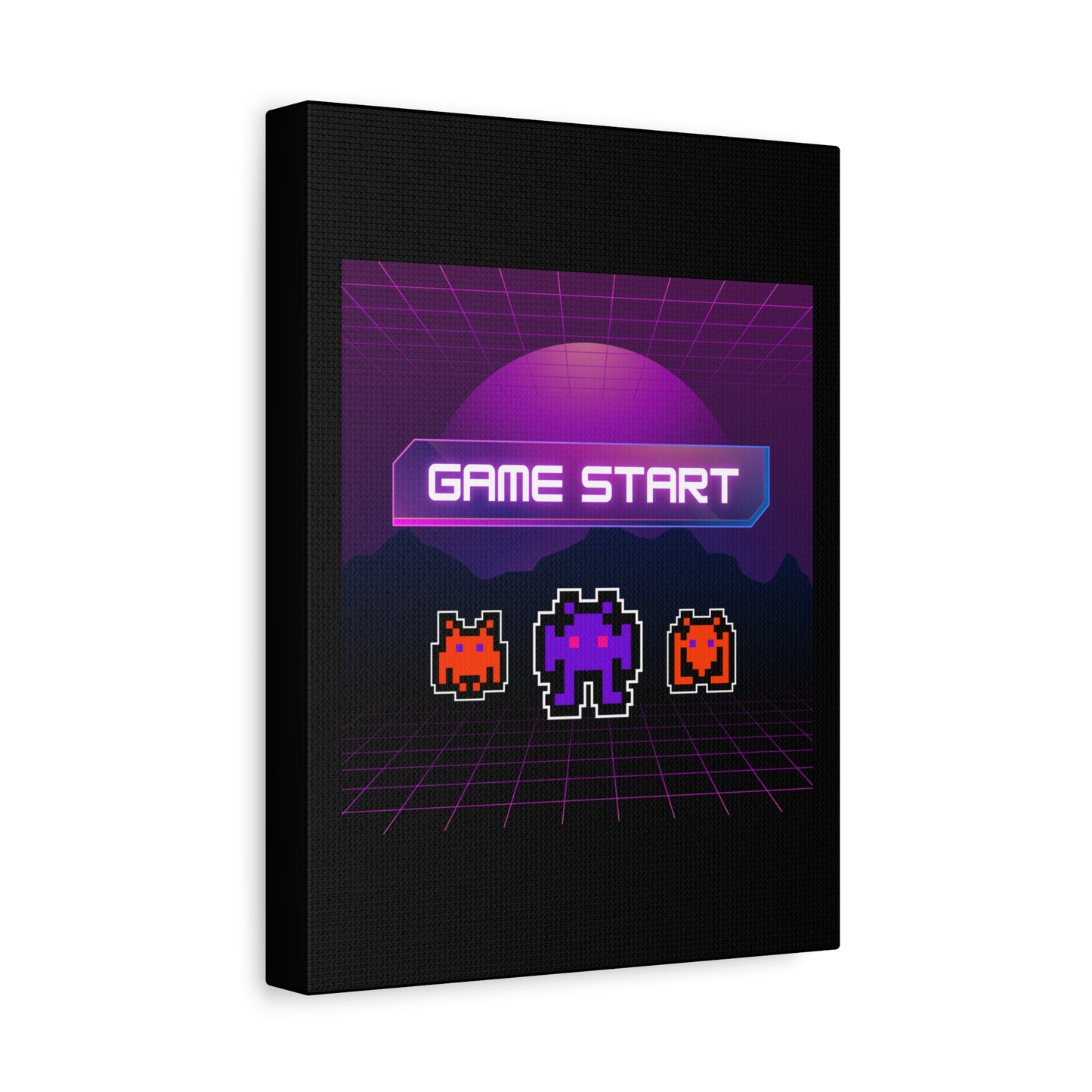 Retro Game Start Canvas Art Print | 80s Gaming Wall Decor, Gamer Gift, Pixel Art, Nostalgic Artwork, Home Decor
