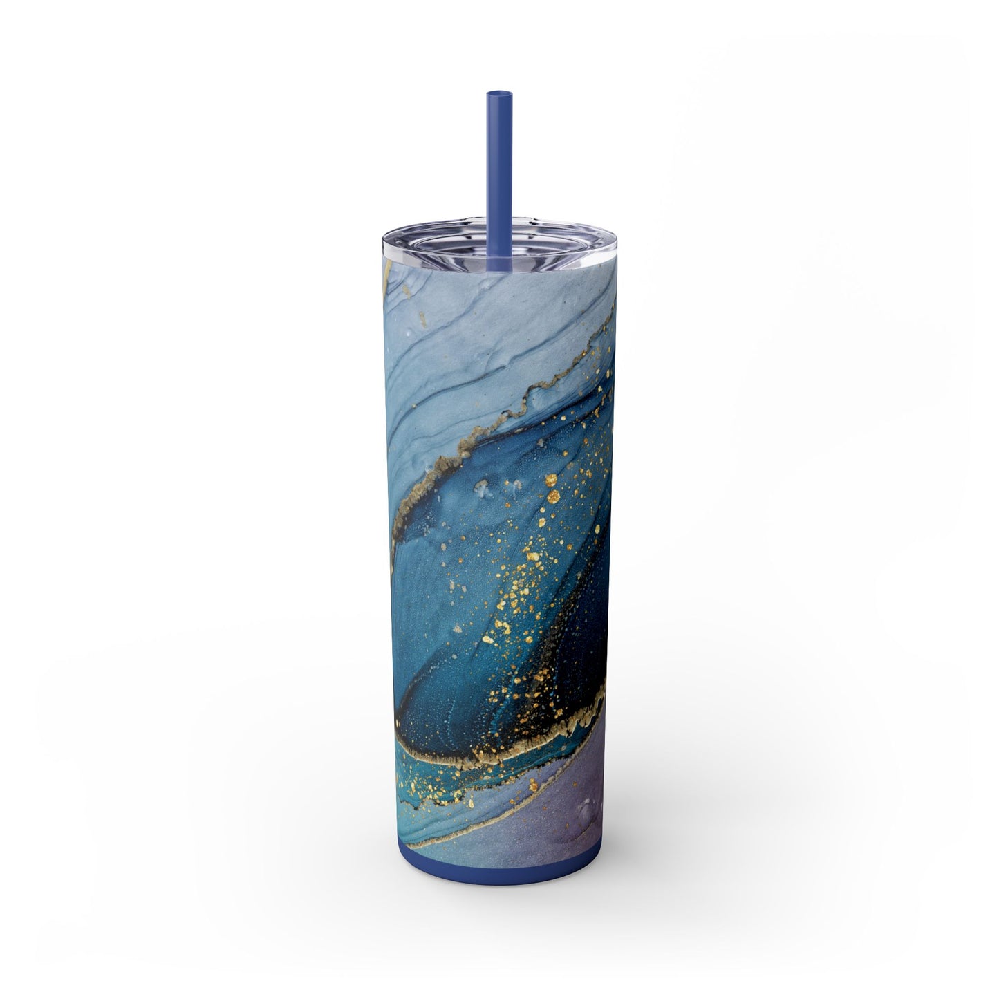 Elegant Blue Marble Skinny Tumbler, 20oz - Stylish Drinkware for Daily Use, Gifts, Celebrations, Eco-Friendly, Travel Mug