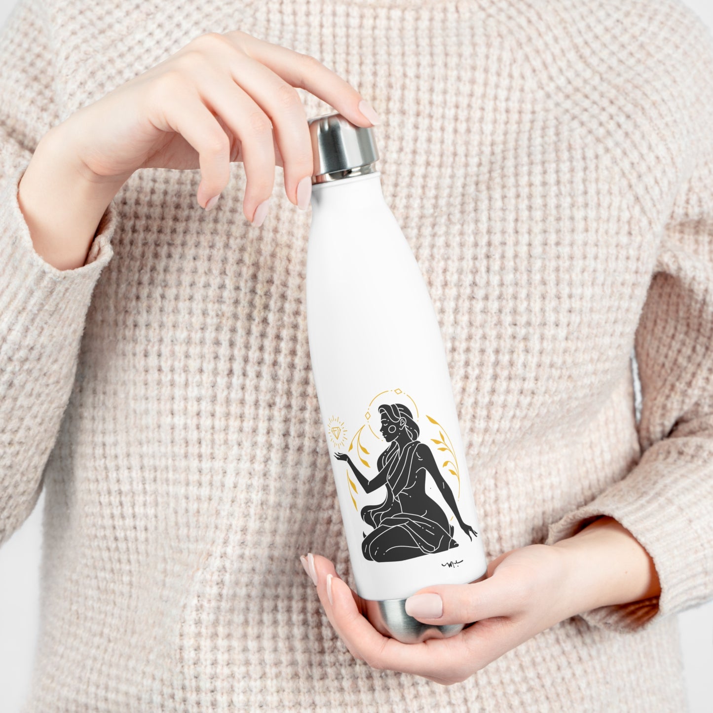 Meditation Goddess Insulated Bottle, Yoga Water Bottle, Eco-Friendly Drinkware, Gift for Mindfulness, Fitness, or Wellness Enthusiasts