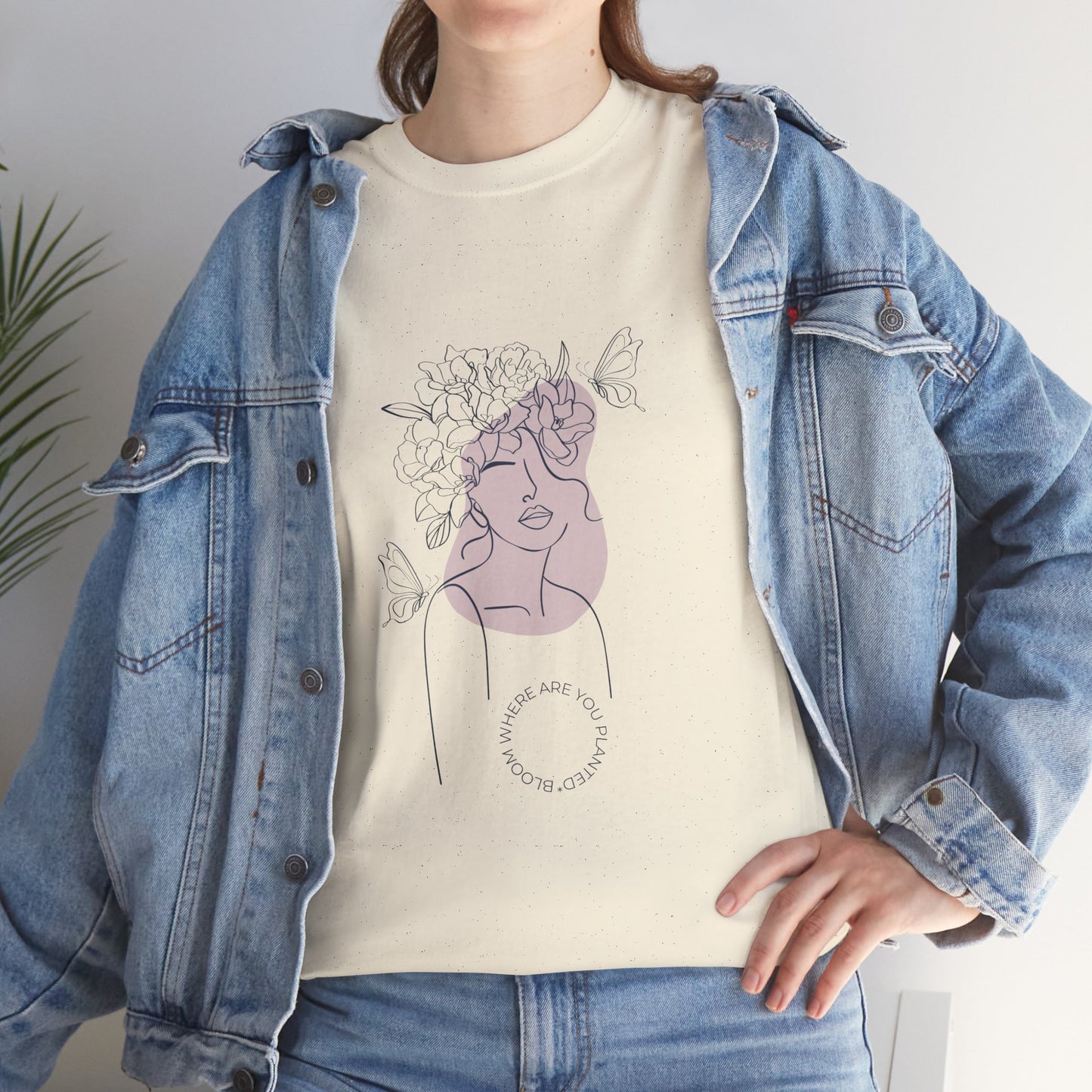Bloom Where You Are Planted Chic Inspirational Quote Tee, Inspirational Cotton T-Shirt, Casual Graphic Tee, Vintage Style Unisex Shirt, Gift for Her