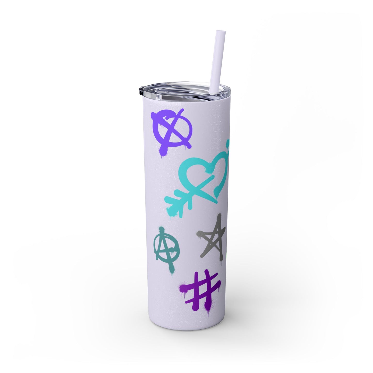 Trendy Skinny Tumbler with Straw, 20oz | Unique Graffiti Style Drinkware for Teens, Gifts, Parties, and Everyday Use