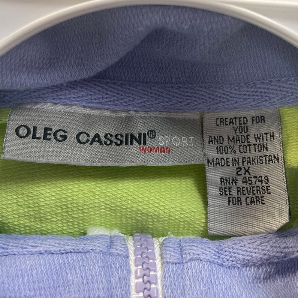 Oleg Cassini Sport Women 2X Short Sleeve 100% Cotton Collared Polo Shirt Top