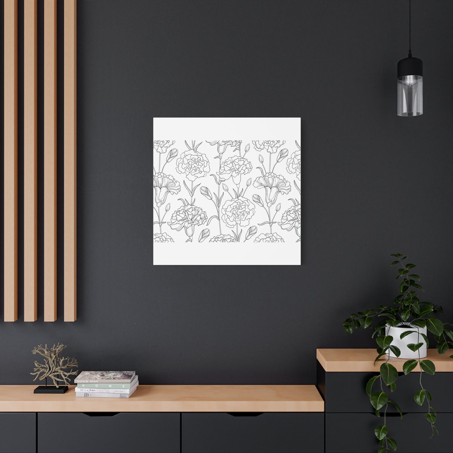 Floral Canvas Art, Stretched Wall Decor, Home Gift, Botanical Print, Modern Design, Matte Finish