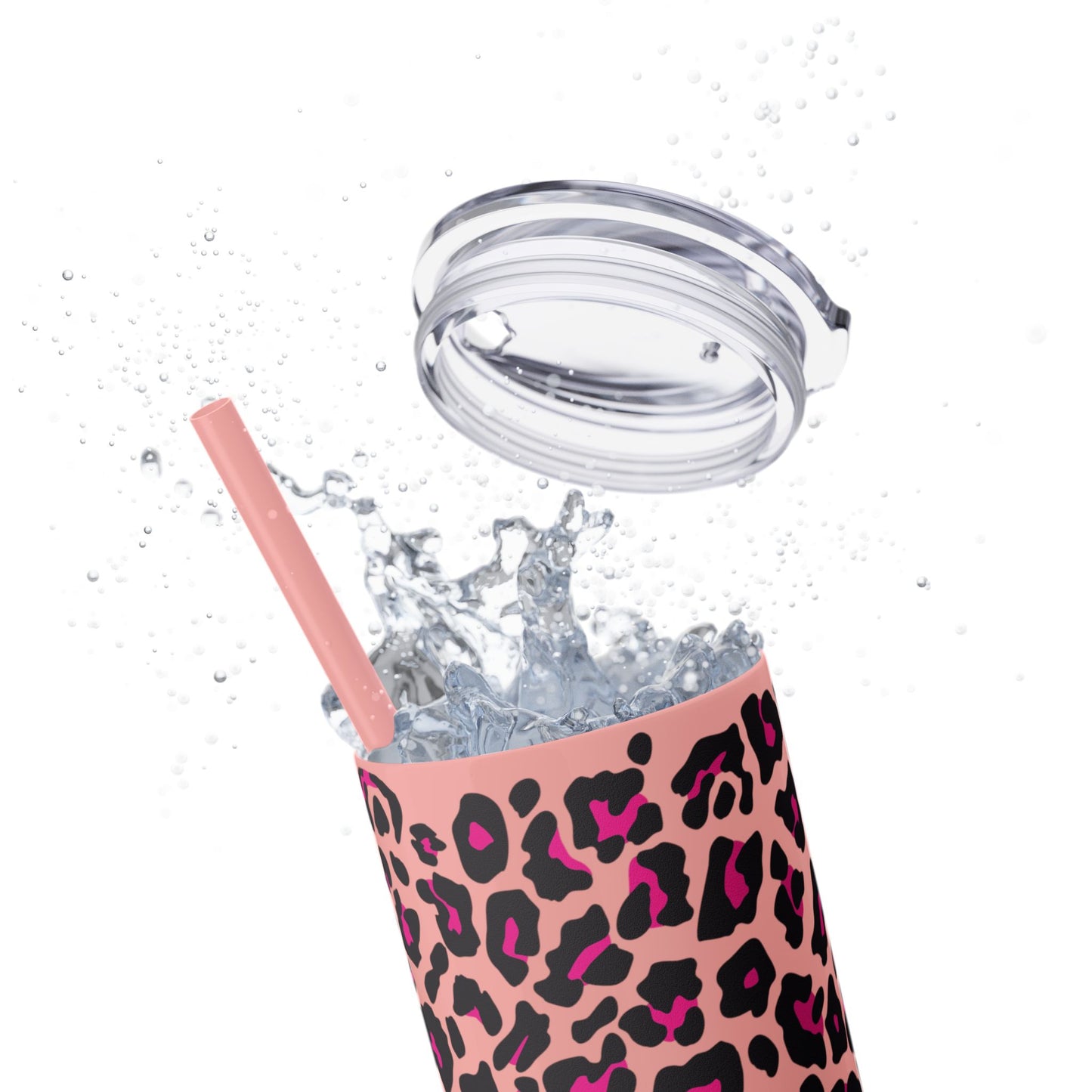 Trendy Leopard Print Skinny Tumbler, 20oz | Stylish Drinkware for Home, Office, Gifts, Reusable Straw, Animal Print