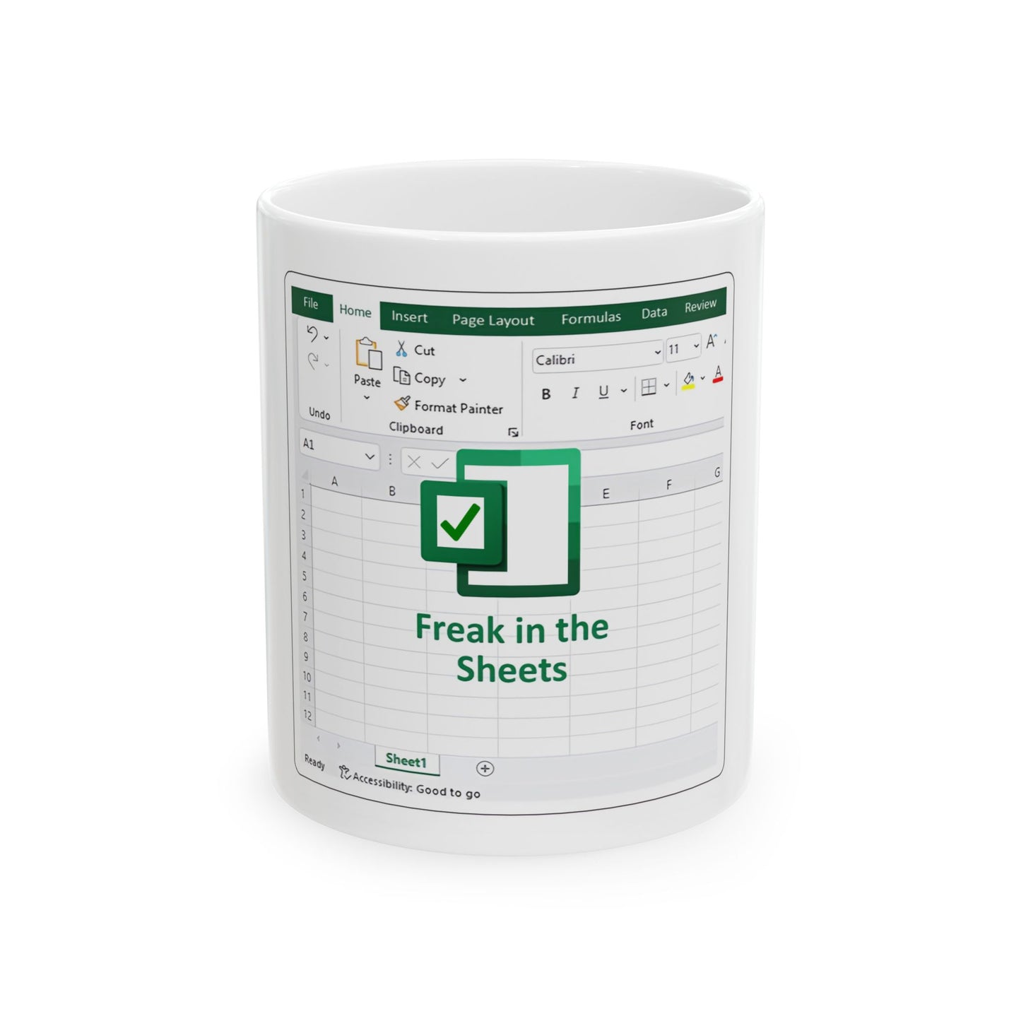 Freak in the Sheets - Spreadsheet Ceramic Mug - Ideal for Office, Gift for Tech Lovers, Coffee Lover's Accessory, Birthday, Teacher's Gift